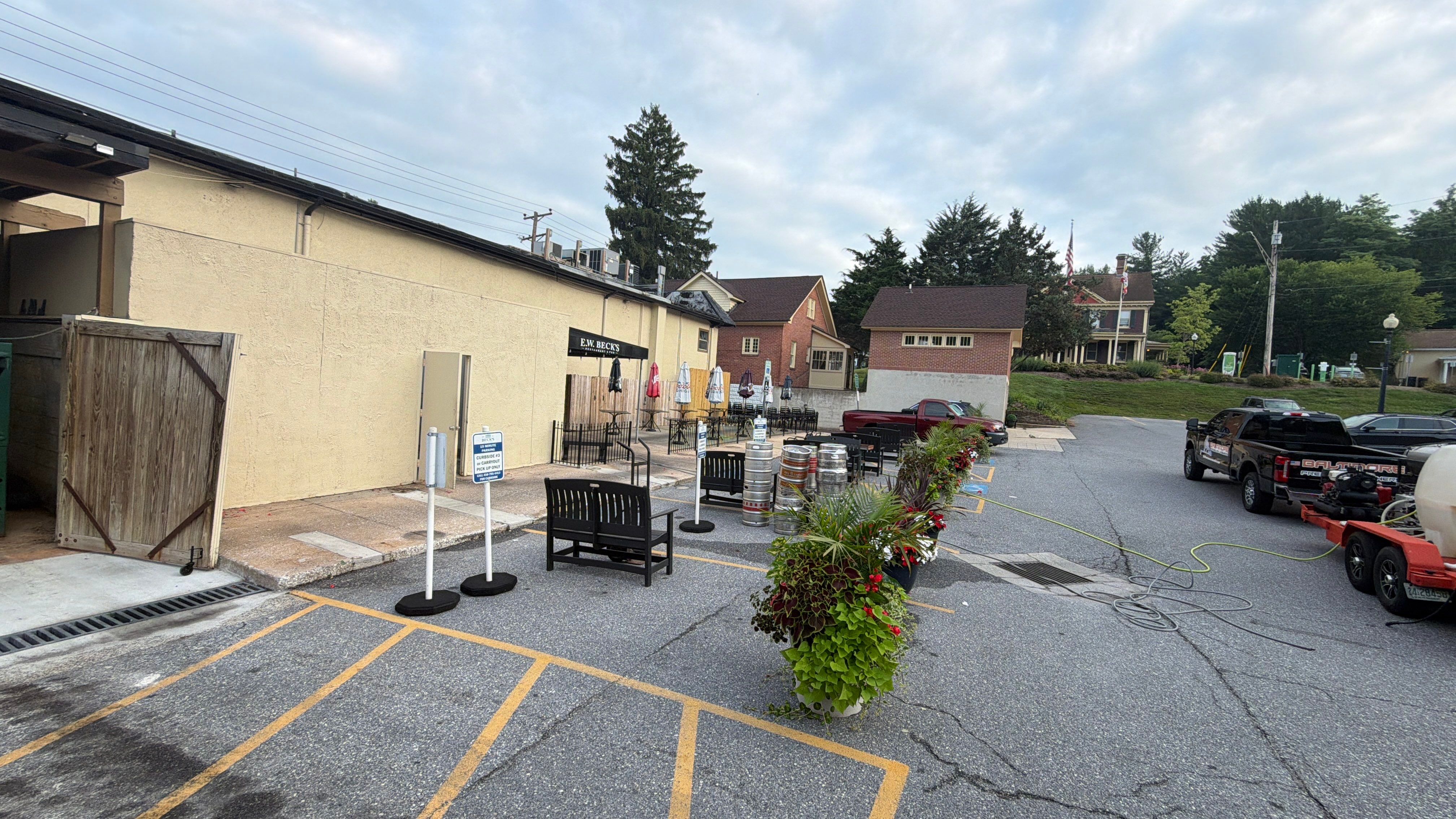 Commercial Exterior Cleaning and Concrete Washing for Sykesville Restaurant by Baltimore Pressure Washers Inc.