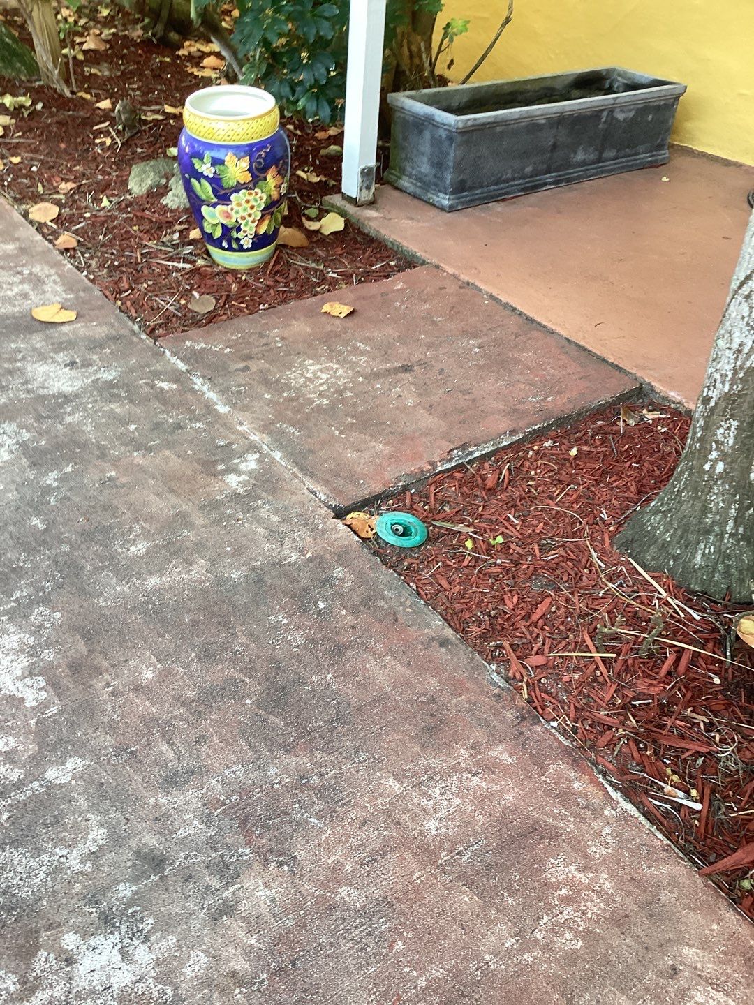 Sidewalks and Porches using Chestnut by Amvet concrete coatings llc