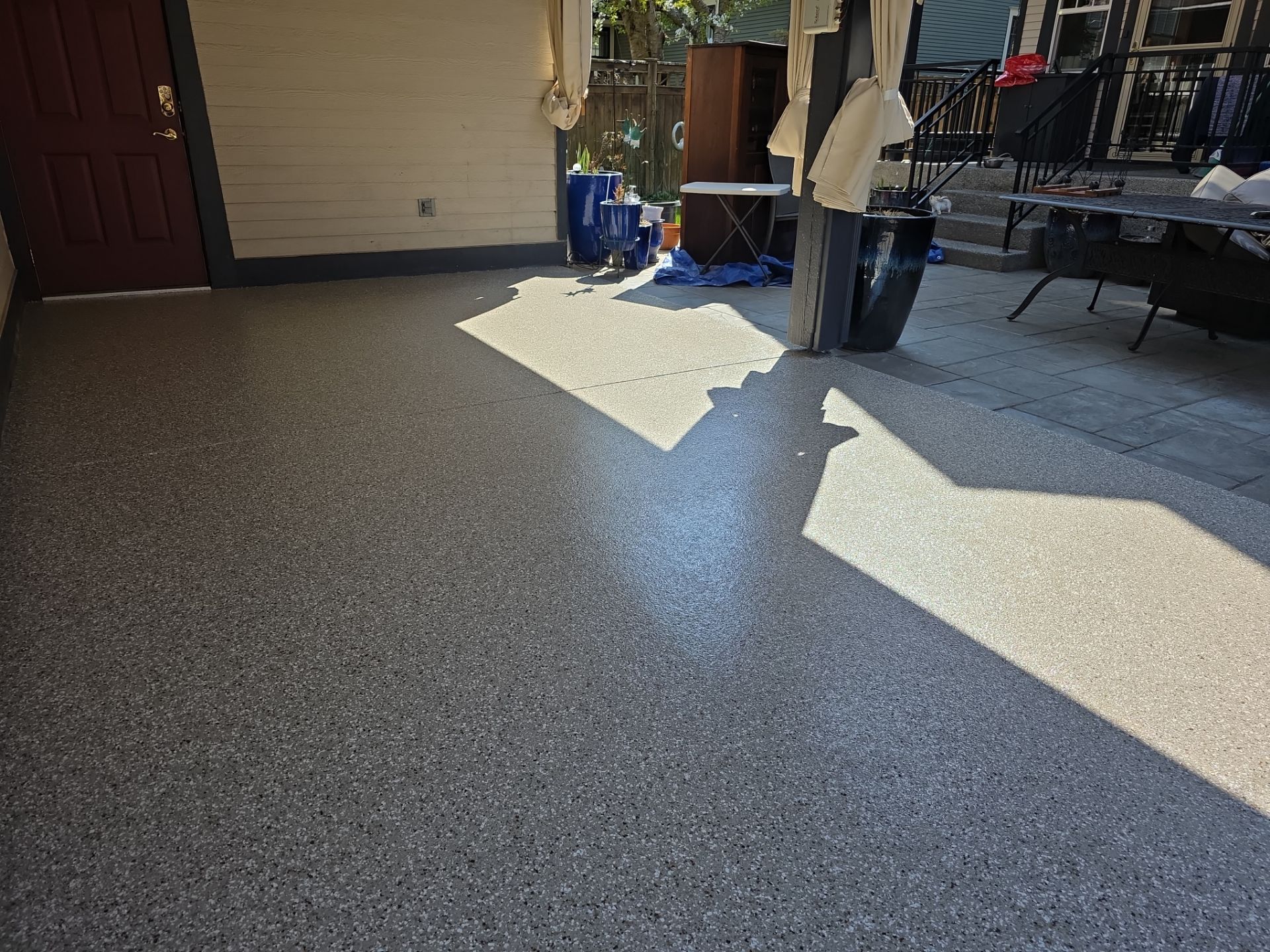 Patio Transformation using Pebble Beach by Croc Coatings, LLC