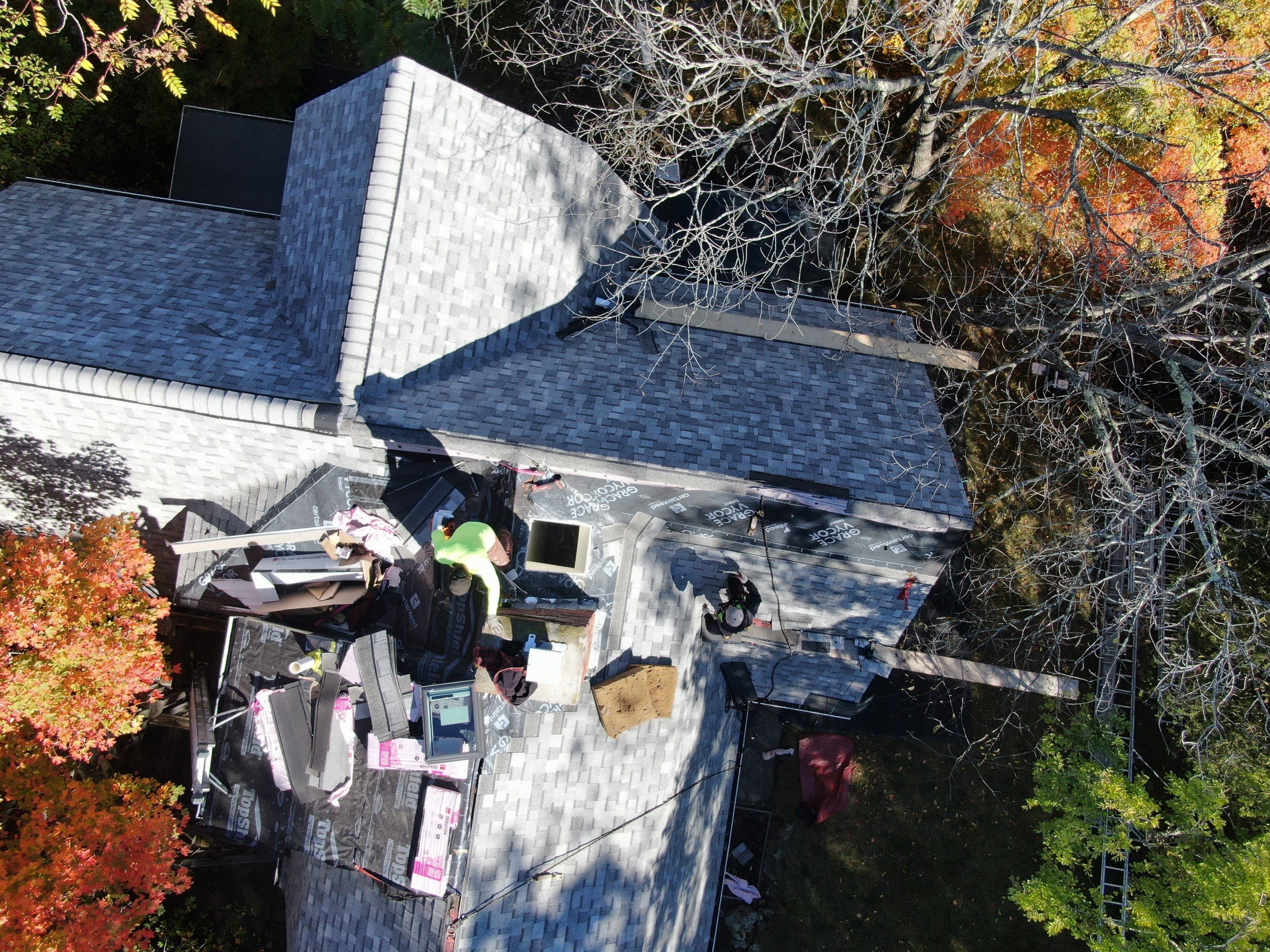 Full Roof & Porch EPDM Replacement with Skylight and Chimney Repairs by Mighty Dog Roofing of Greater Middlesex County