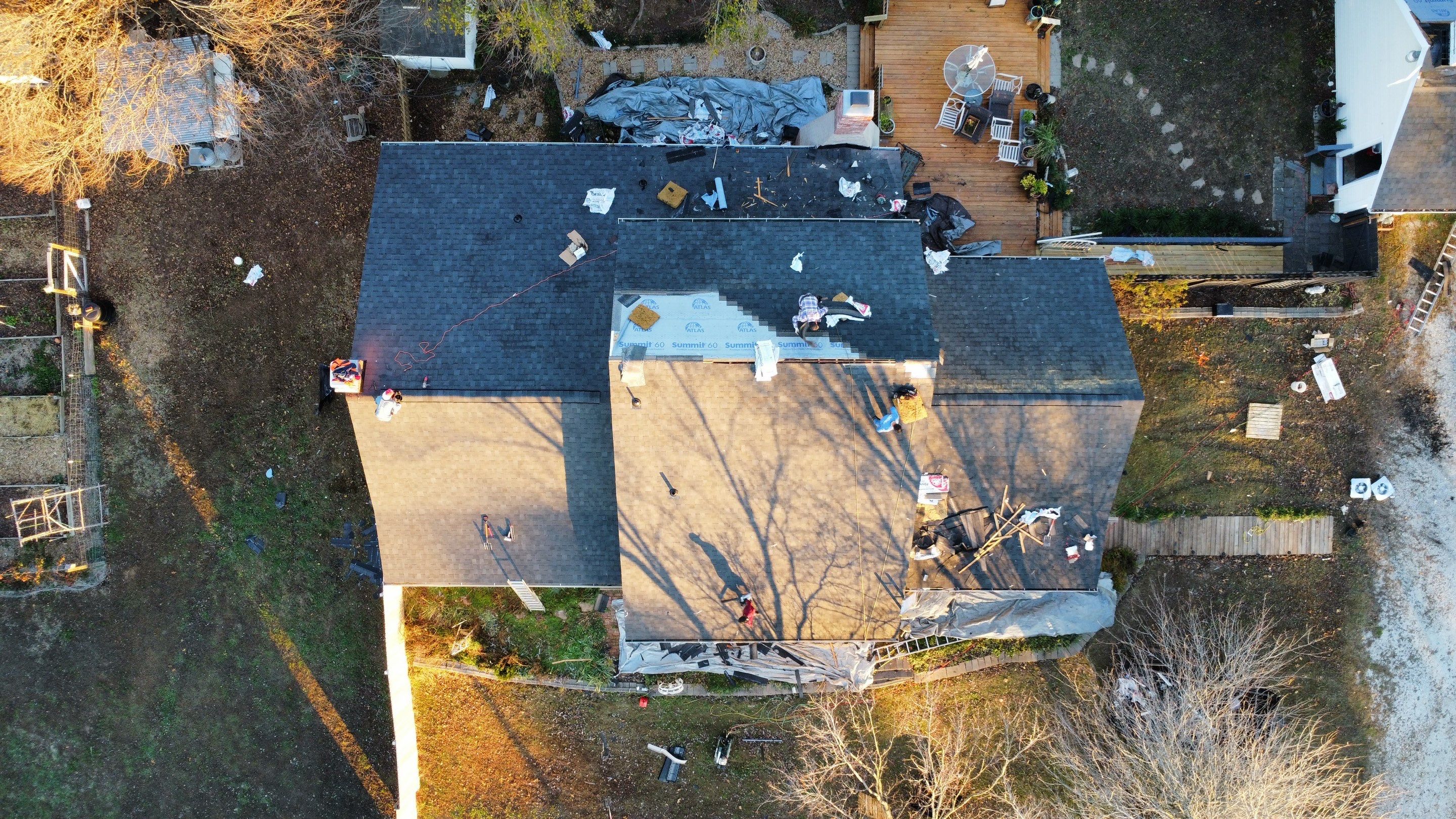 Residential Multi Structure Roof + Gutters & Downspouts Install  by Titan Commercial & Residential Roofing 