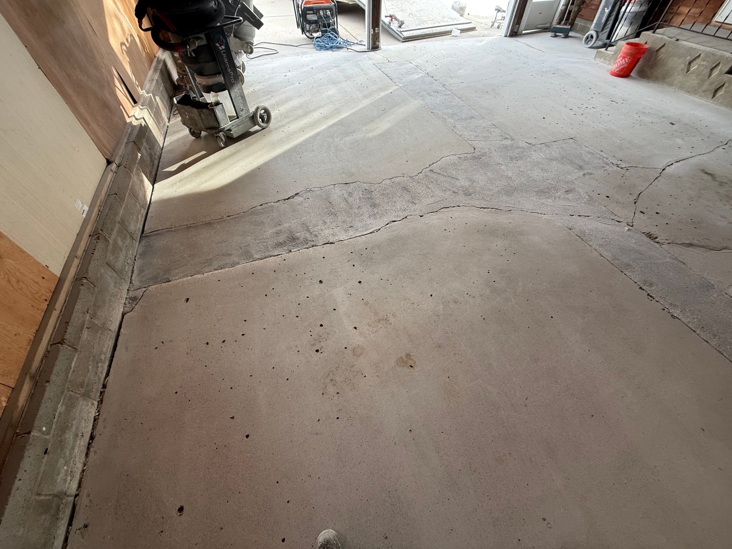 Multi-Colored Epoxy Garage Floor Coating and Concrete Stair Restoration by Select Painting, Coatings & Garage Cabinets