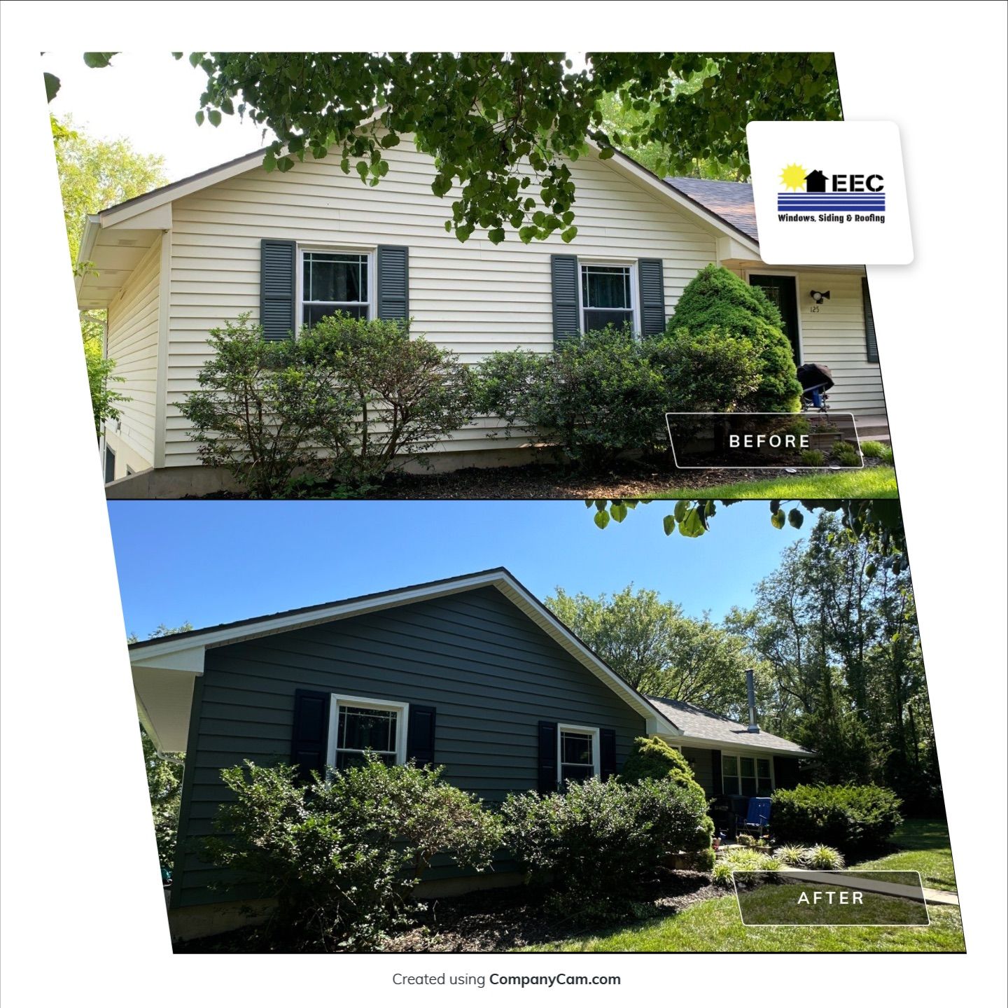New Craneboard Siding on this Platte City, Mo home  by EEC  Windows, Siding & Roofing 