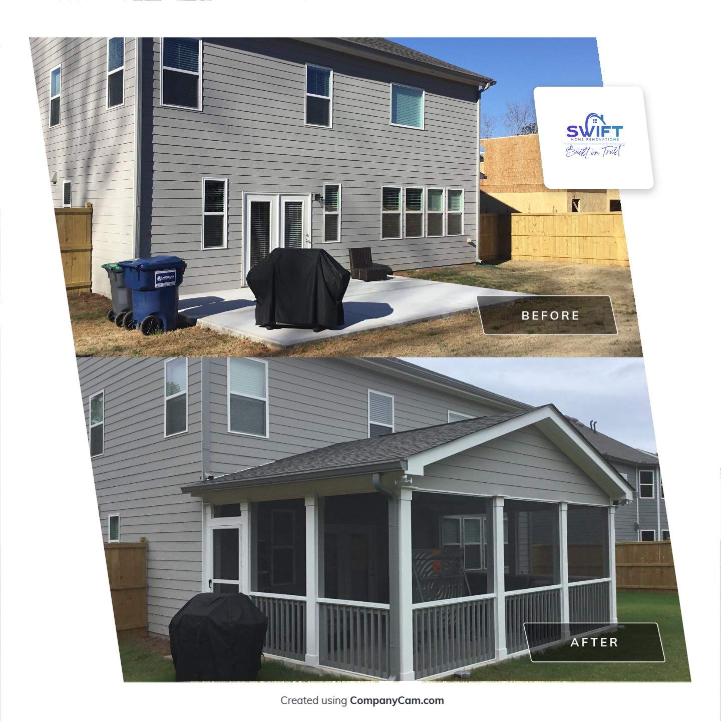 Screened Porch Addition With Gabled Roof and Tongue and Groove Ceiling by Swift Home Renovations