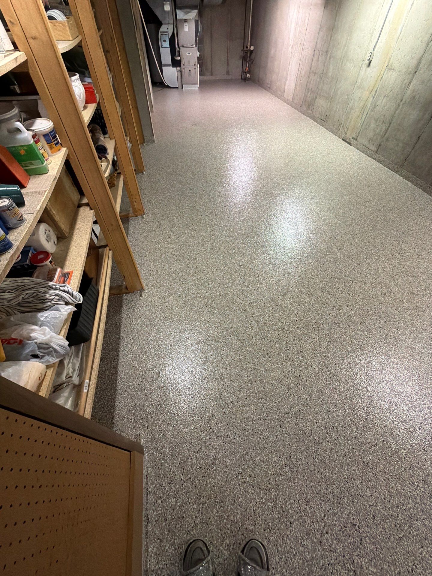 Full Basement and Garage Epoxy Flake Floor Installation in North Muskegon by Gordon Painting