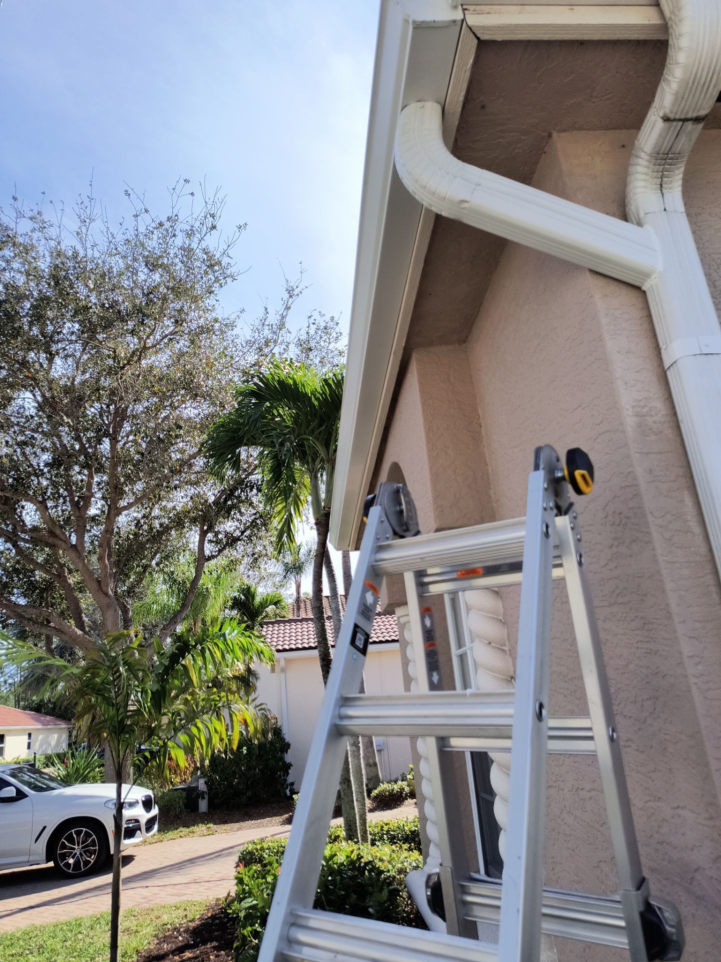 White Aluminum K-style Gutters 6'' K-style and Downspouts in Naples FL by Gutter Professors