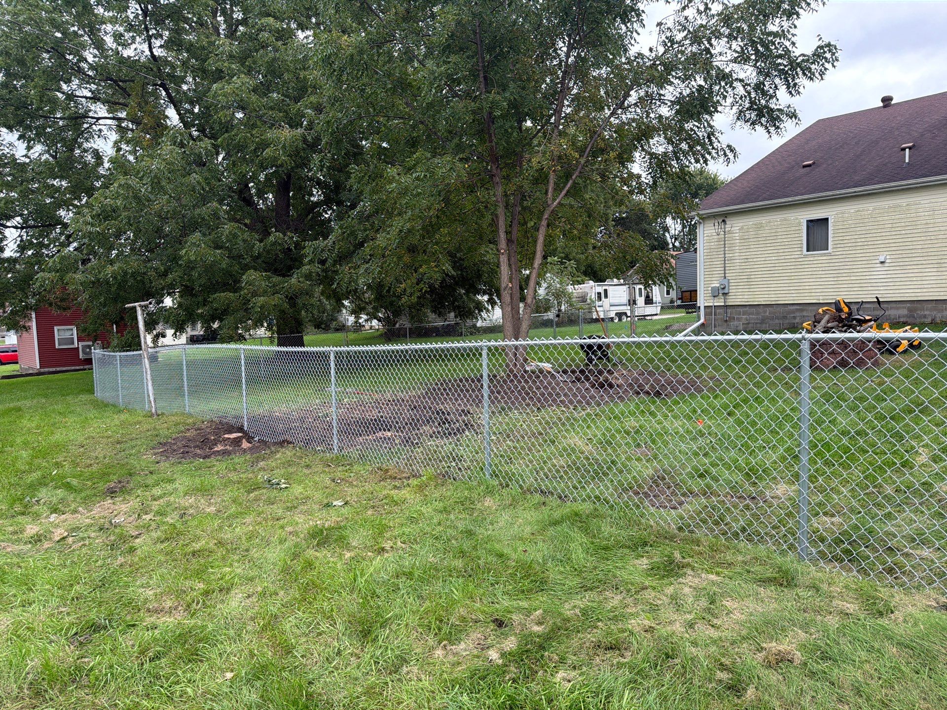 Tripoli Residential Galvanized Chain Link Fence with Double Gates by Perfect Picket Fence and Stain