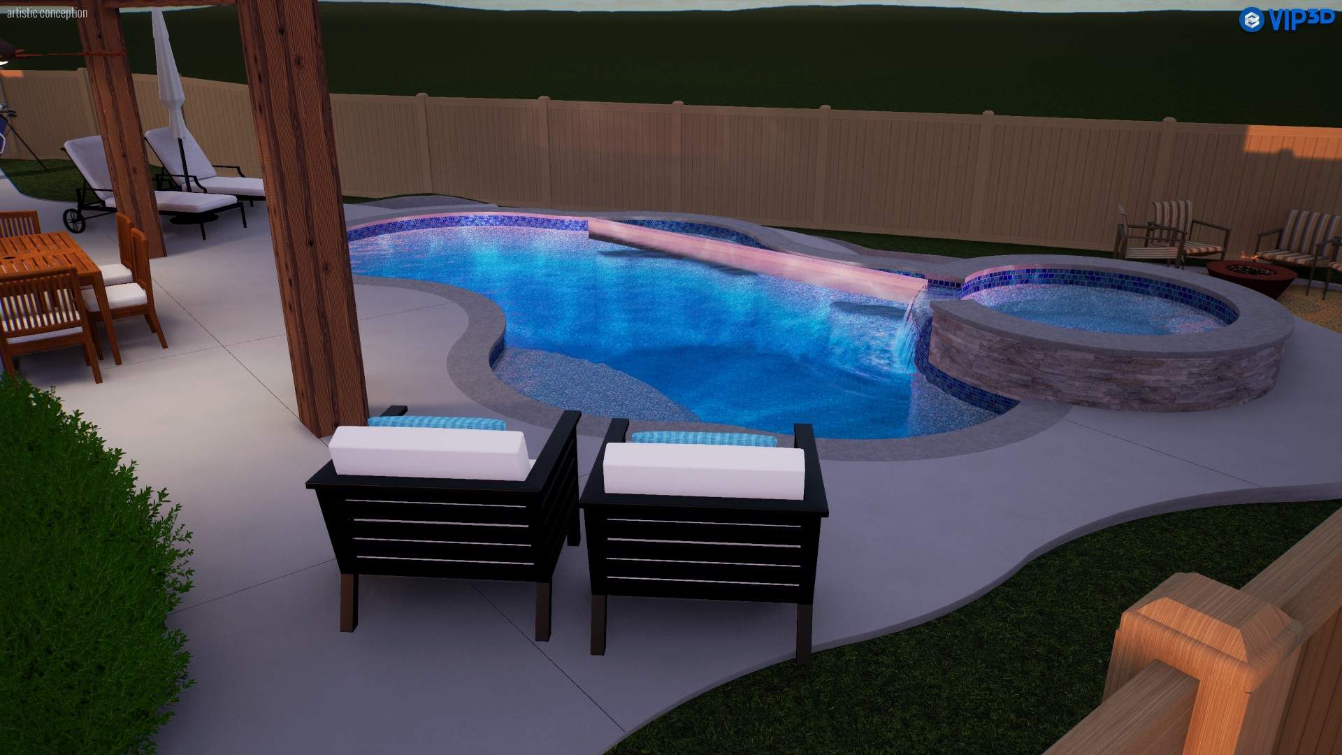 Freeform Pool and Spa with Pergola and Outdoor Kitchen by Pinnacle Pools and Spas - DFW