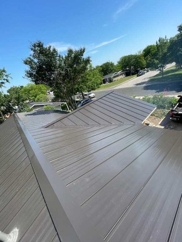 Dark Bronze - L&A Standing Seam with Striations by RoofsOnly.com