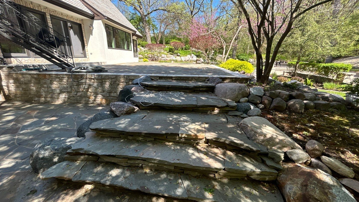 natural stone using Algaecide, soft wash soap by Northern Power Washing LLC.
