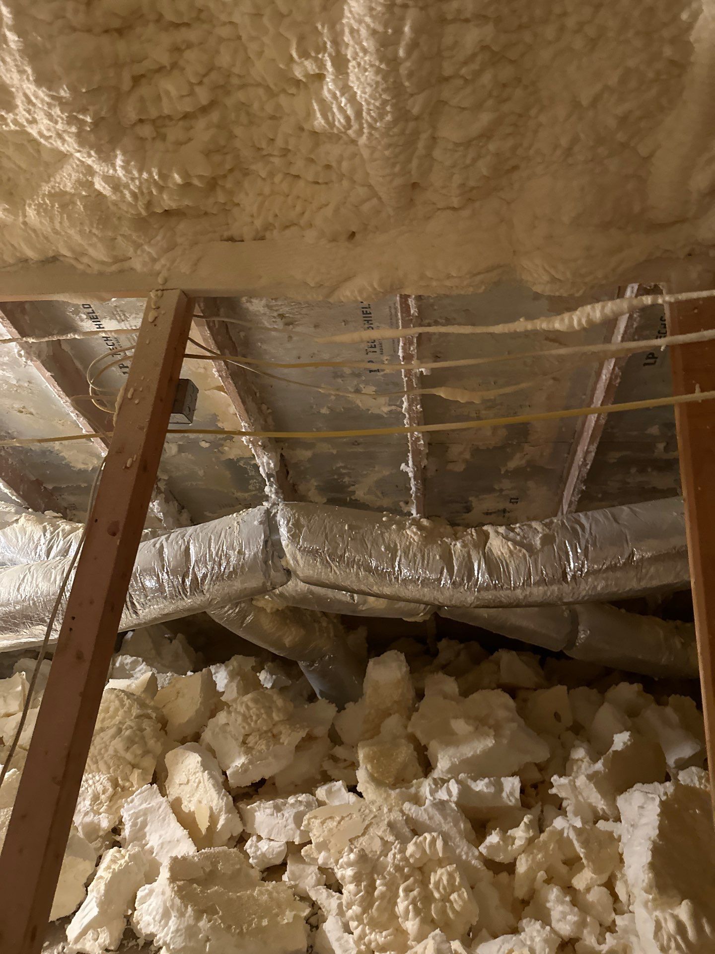 Spray foam insulation removal & re spray by Apex Insulation Solutions