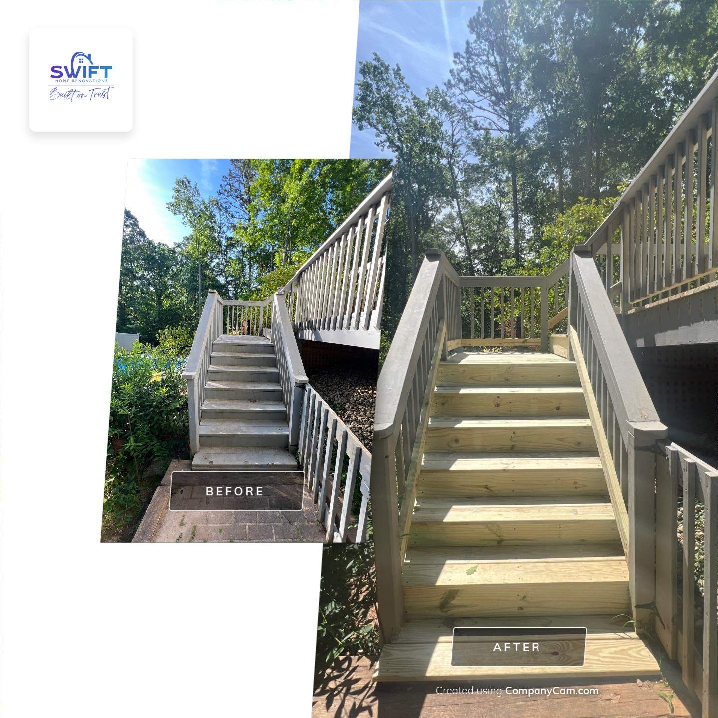 Pressure-Treated Wood Deck Resurfacing and Staircase Reconstruction in Canton by Swift Home Renovations
