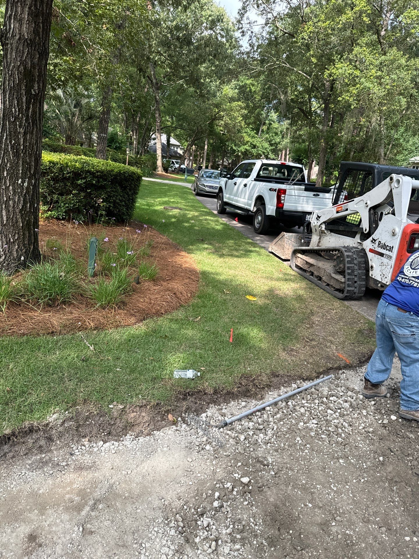 Hilton Head Island Concrete Driveway Replacement with Herringbone Brick Inlays by Lowcountry Scapes, LLC