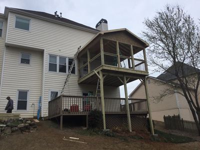 Two-Story Pressure Treated Wood Deck and Porch Addition in Marietta
