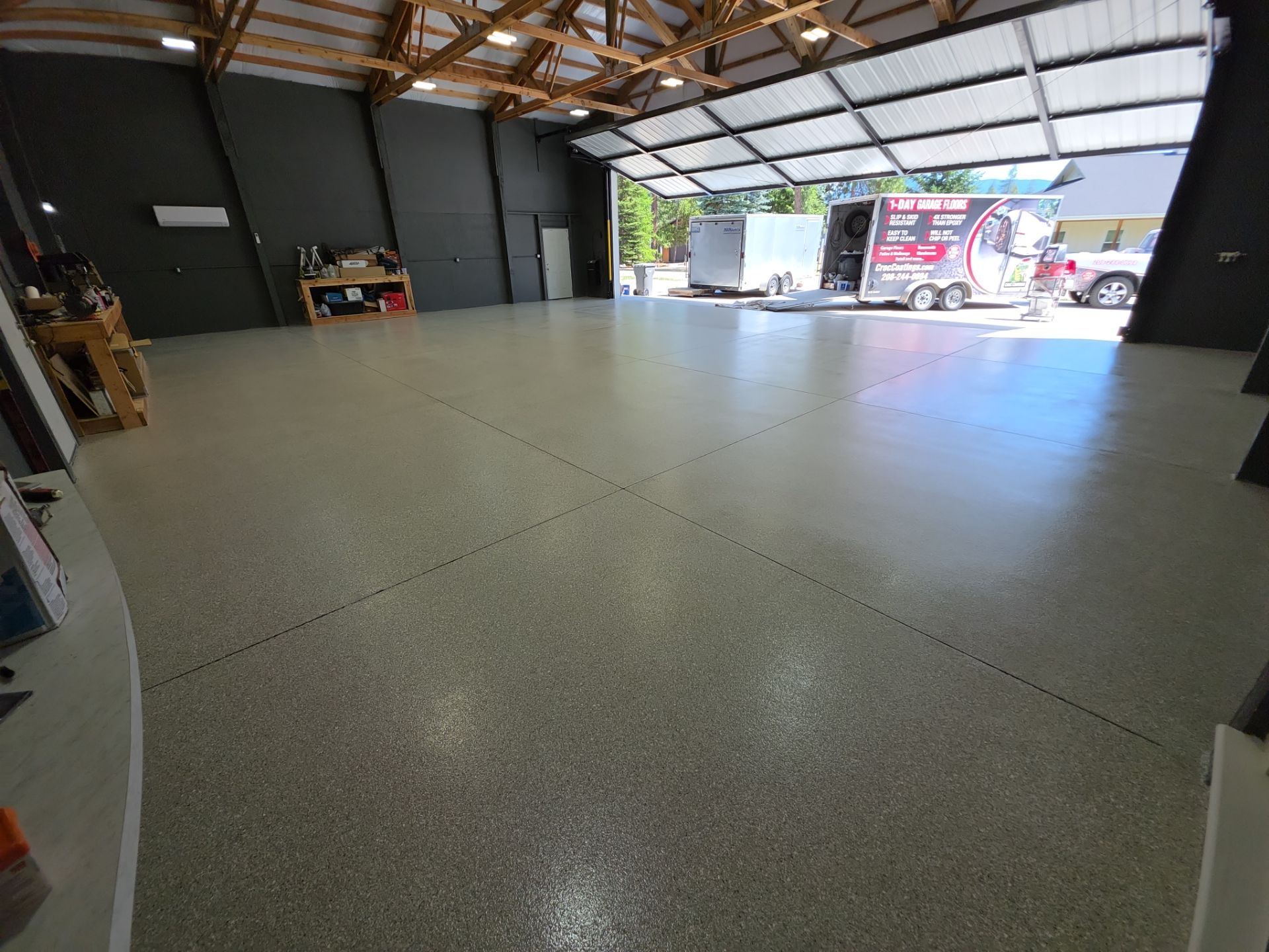 Airplane Hanger using Limestone Hybrid by Croc Coatings, LLC
