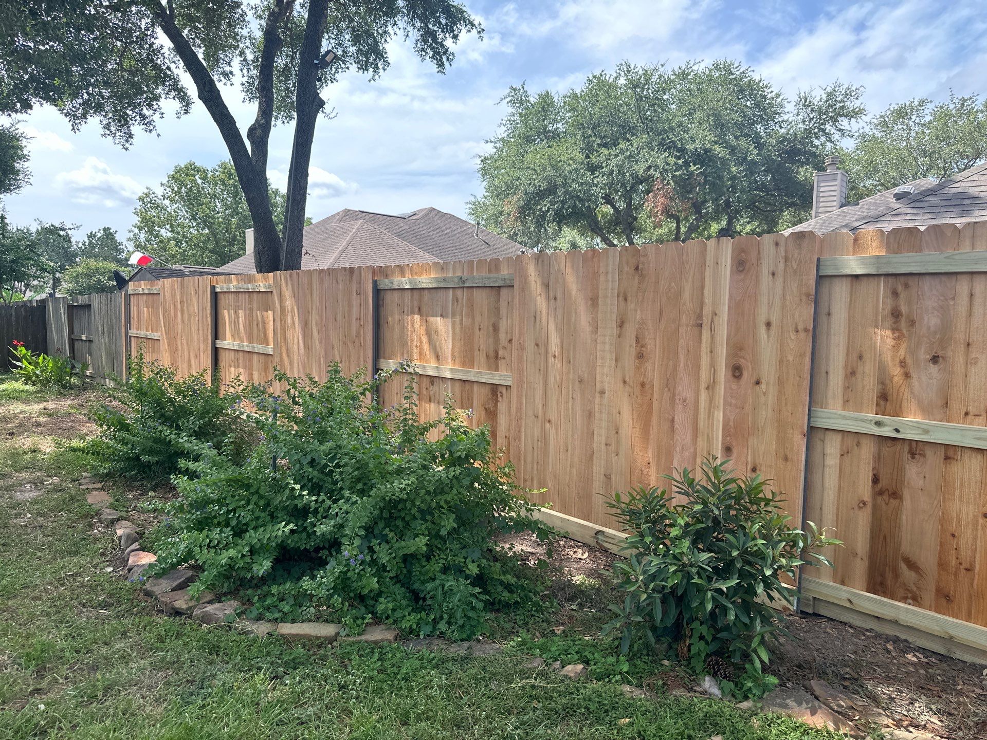 Wood fence project in Cypress by Tim's Fences