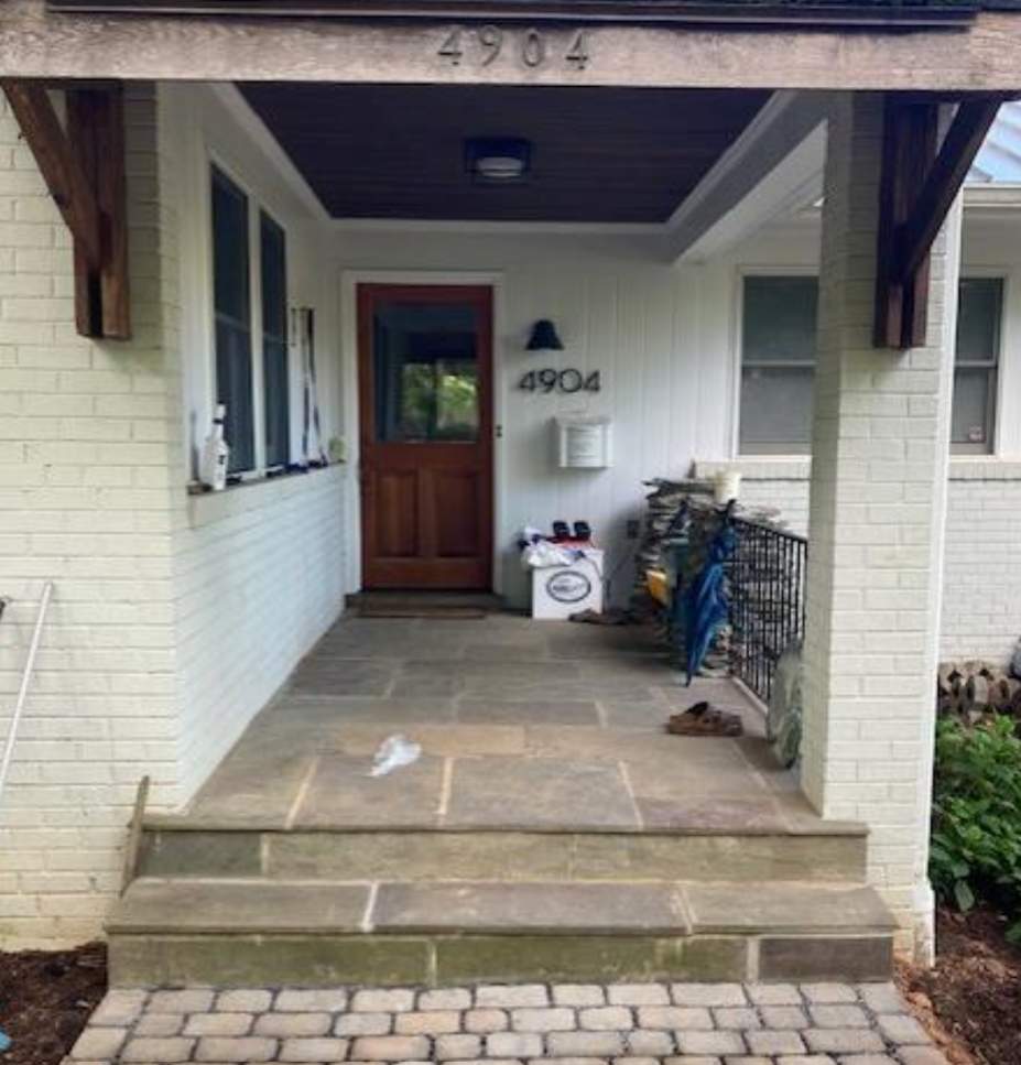 Custom Black Metal Railings for Chevy Chase Stone Porch by Capitol Iron Works