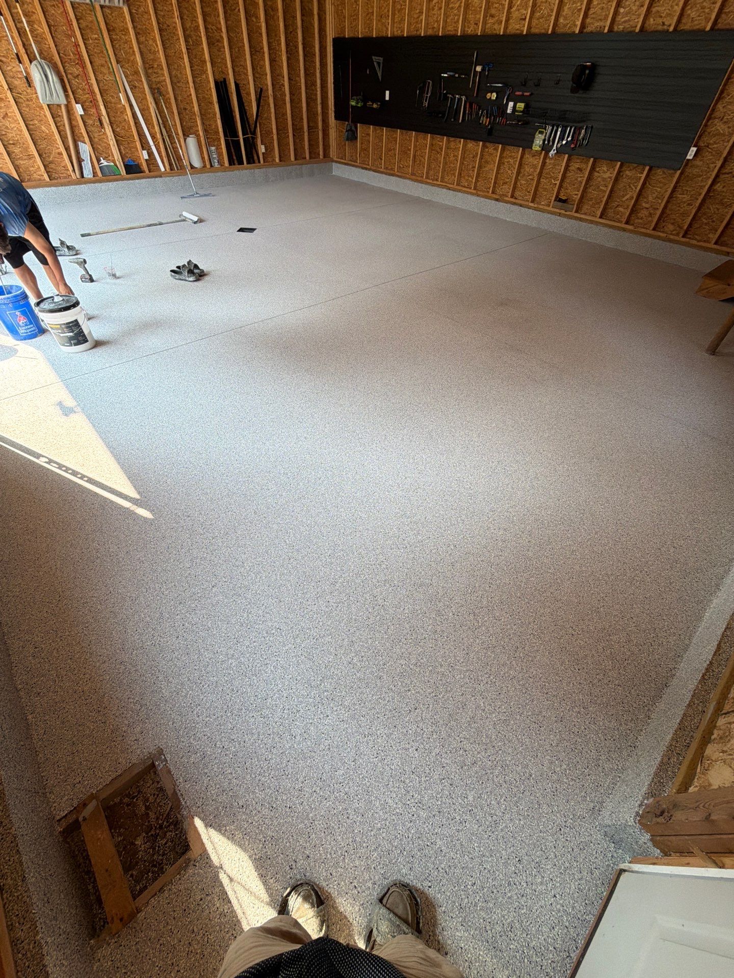 Custom Epoxy Flake Garage Floor Installation in Norton Shores by Gordon Painting