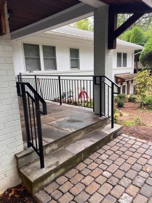 Custom Black Metal Railings for Chevy Chase Stone Porch