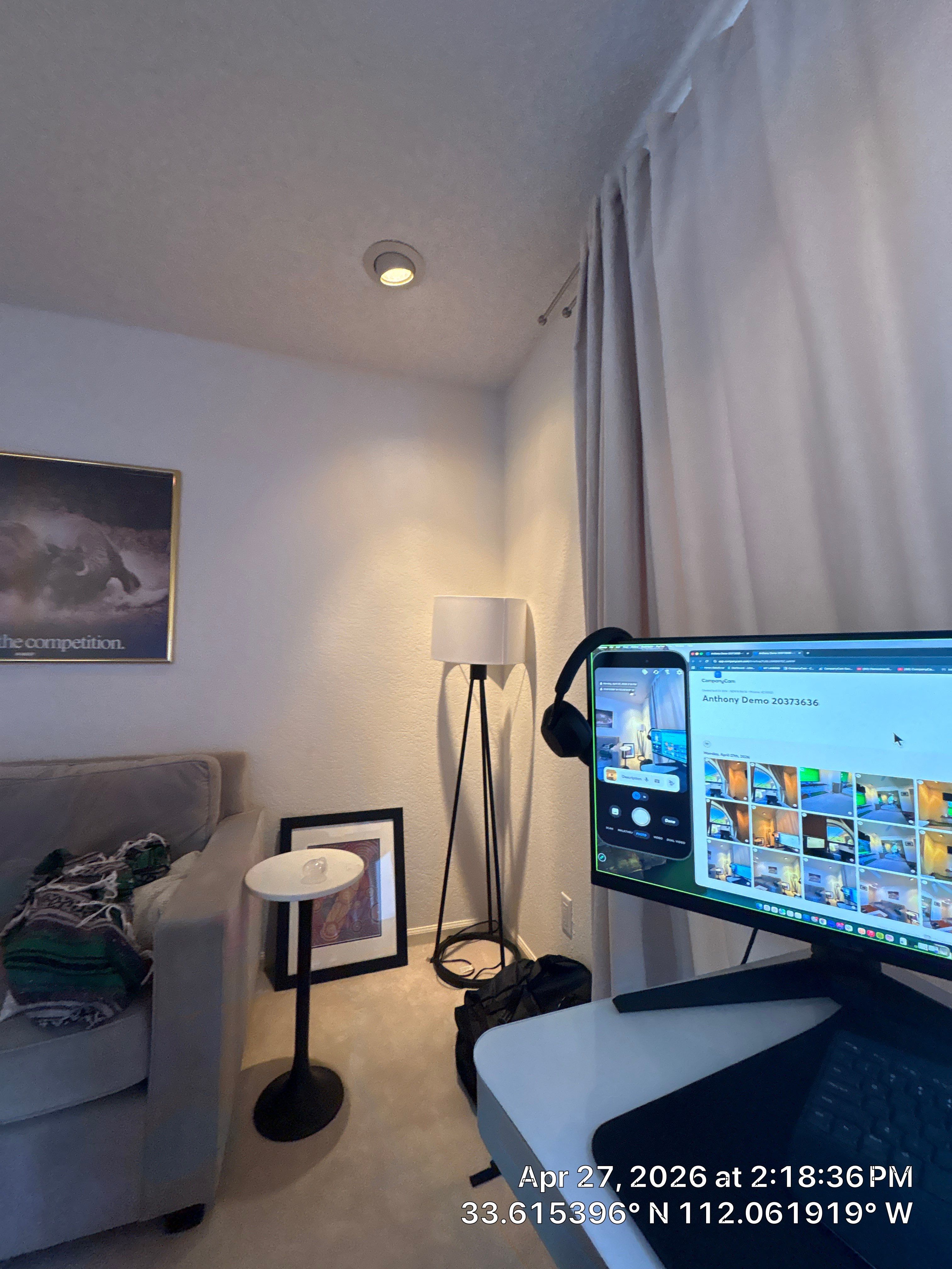 Phoenix Home Office Setup with Integrated AV and Lighting by CompanyCam Sales Demo