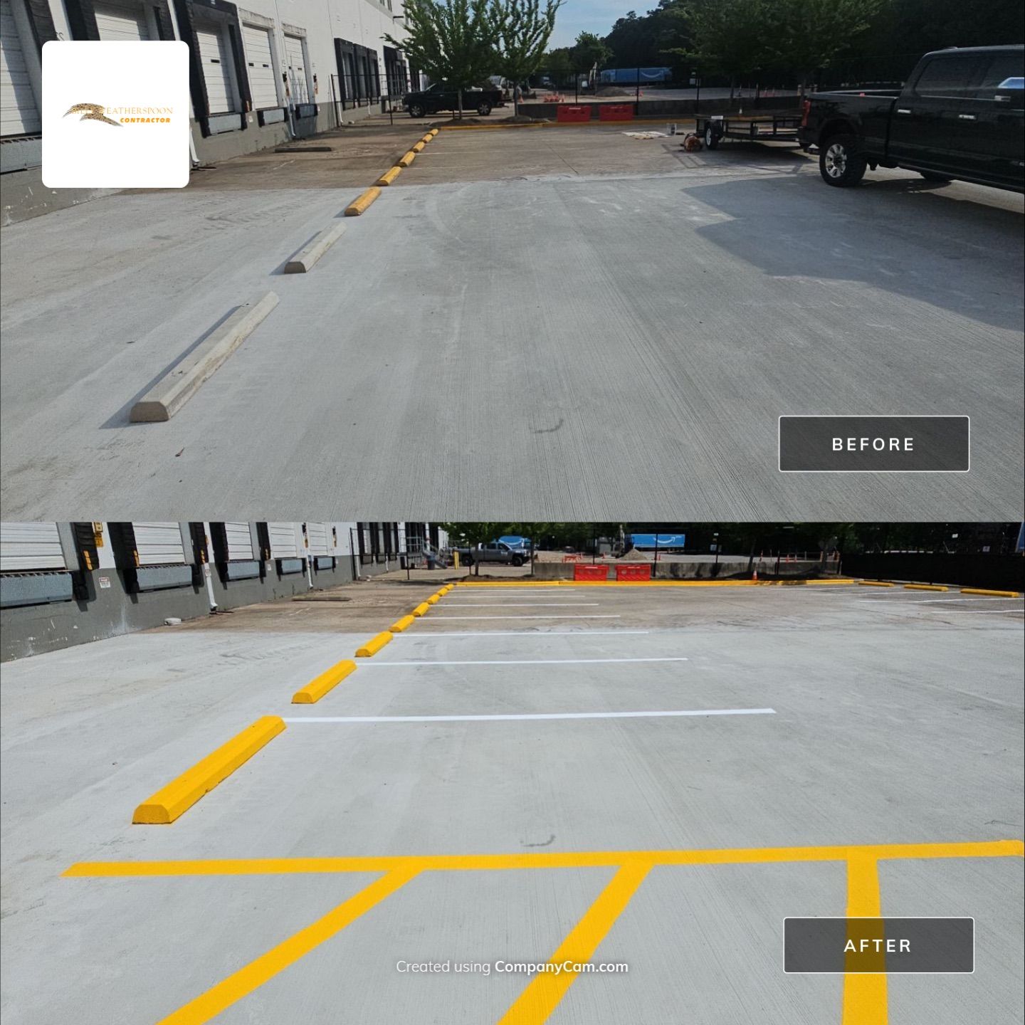 Striping Amazon Parking Lot  by Billy Weatherspoon Contractor