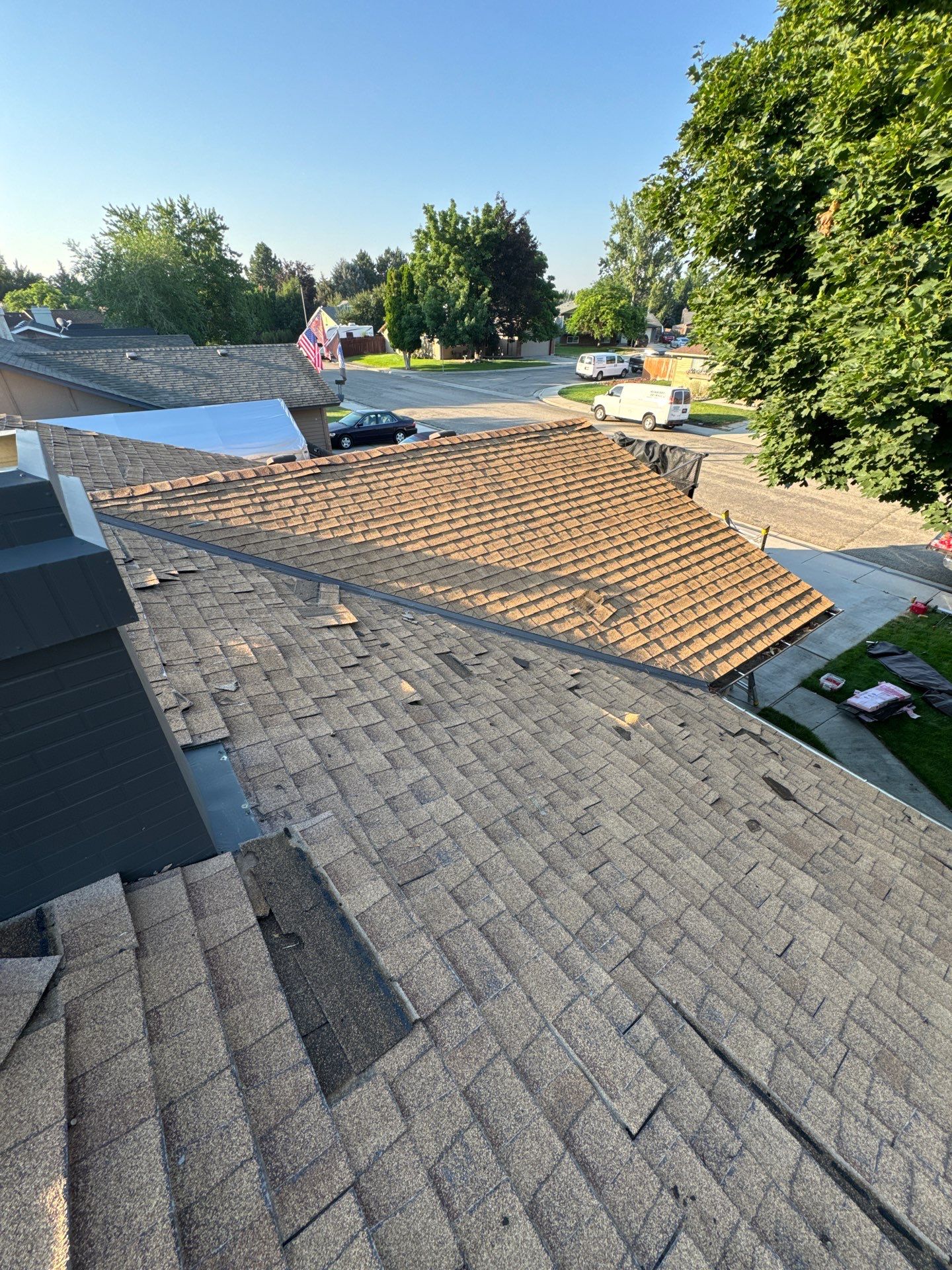Asphalt Shingle Roof Replacement and Chimney Flashing in Boise by Olive Roofing