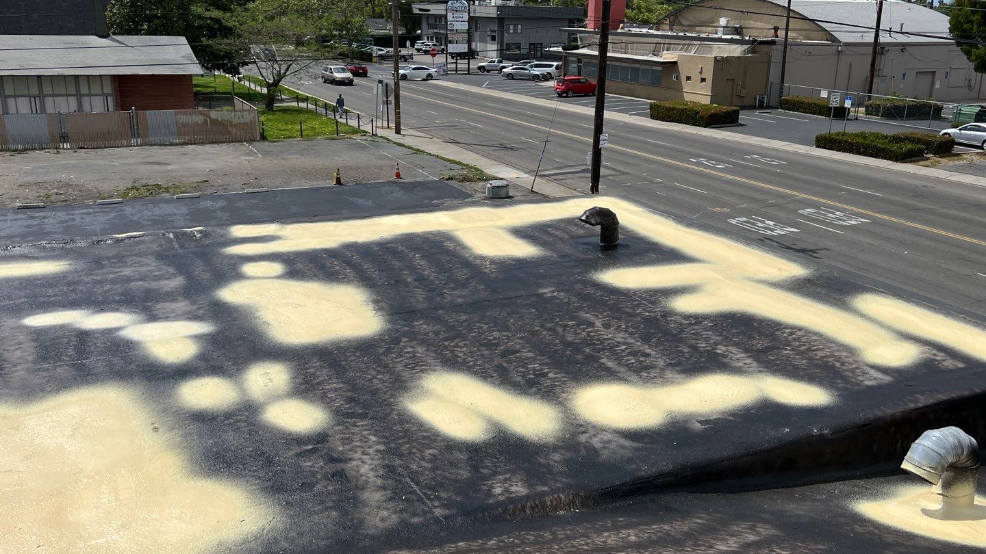 Foam Refurbish using Conklin Benchmark/PUMA XL coatings and spray foam by Straight Edge Roofing Inc