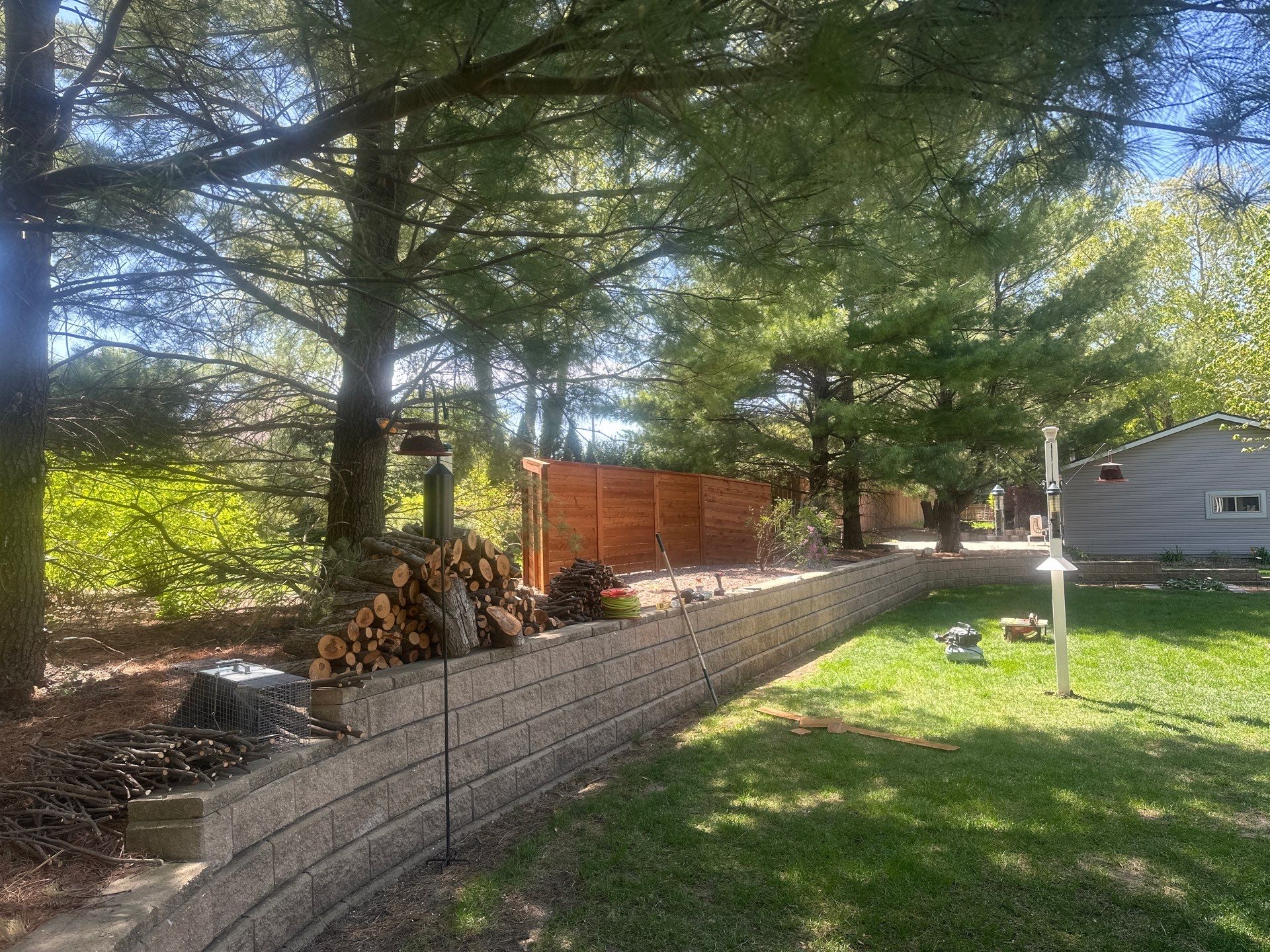 Horizontal Stained Wood Privacy Fence Installation in Waterloo by Perfect Picket Fence and Stain