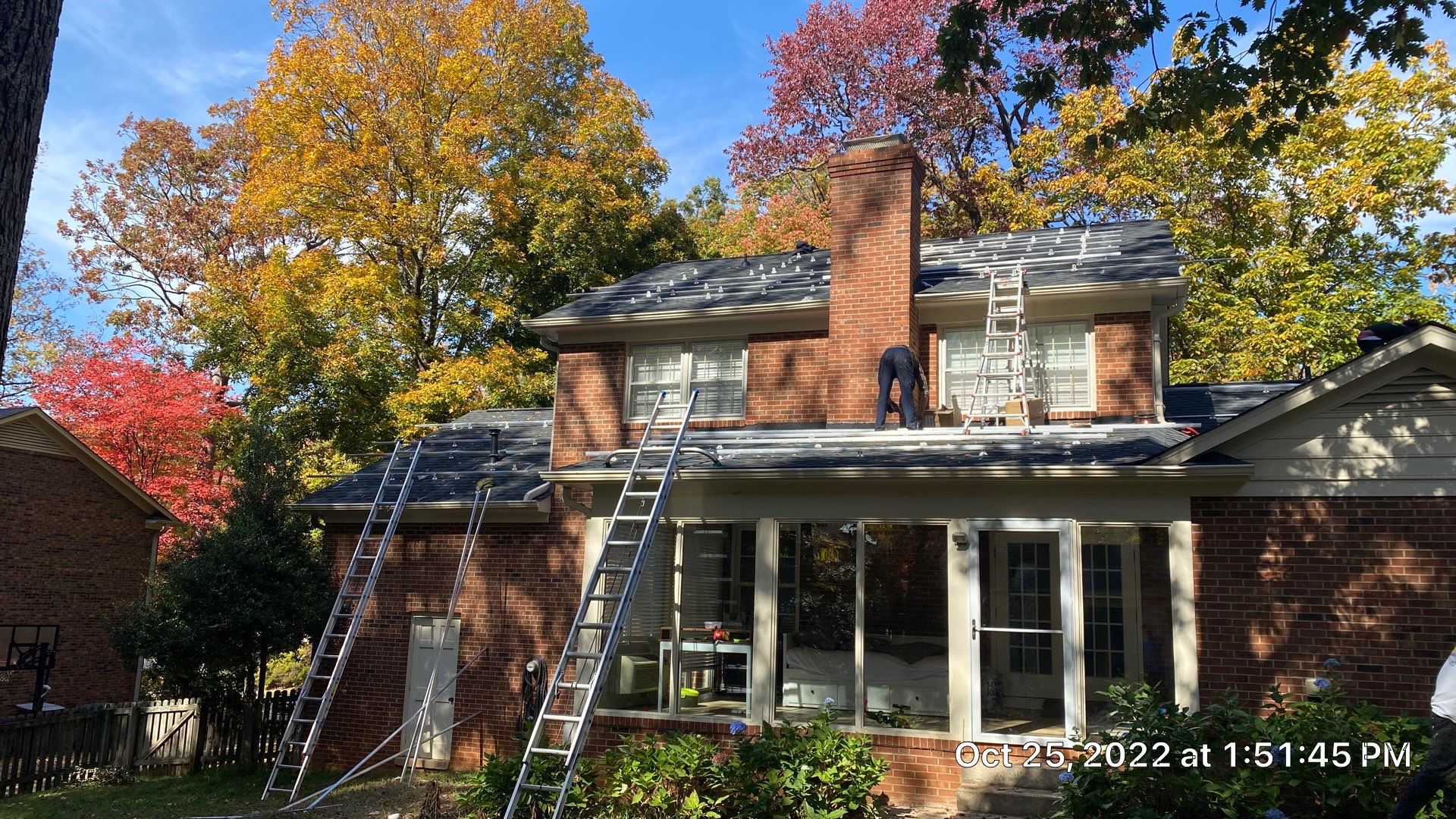 New Roof with Solar Panels by Just In Time Roofing and Restoration