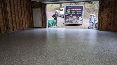 Garage Transformation using Penntek Evolution System and Smoke Color by Croc Coatings, LLC