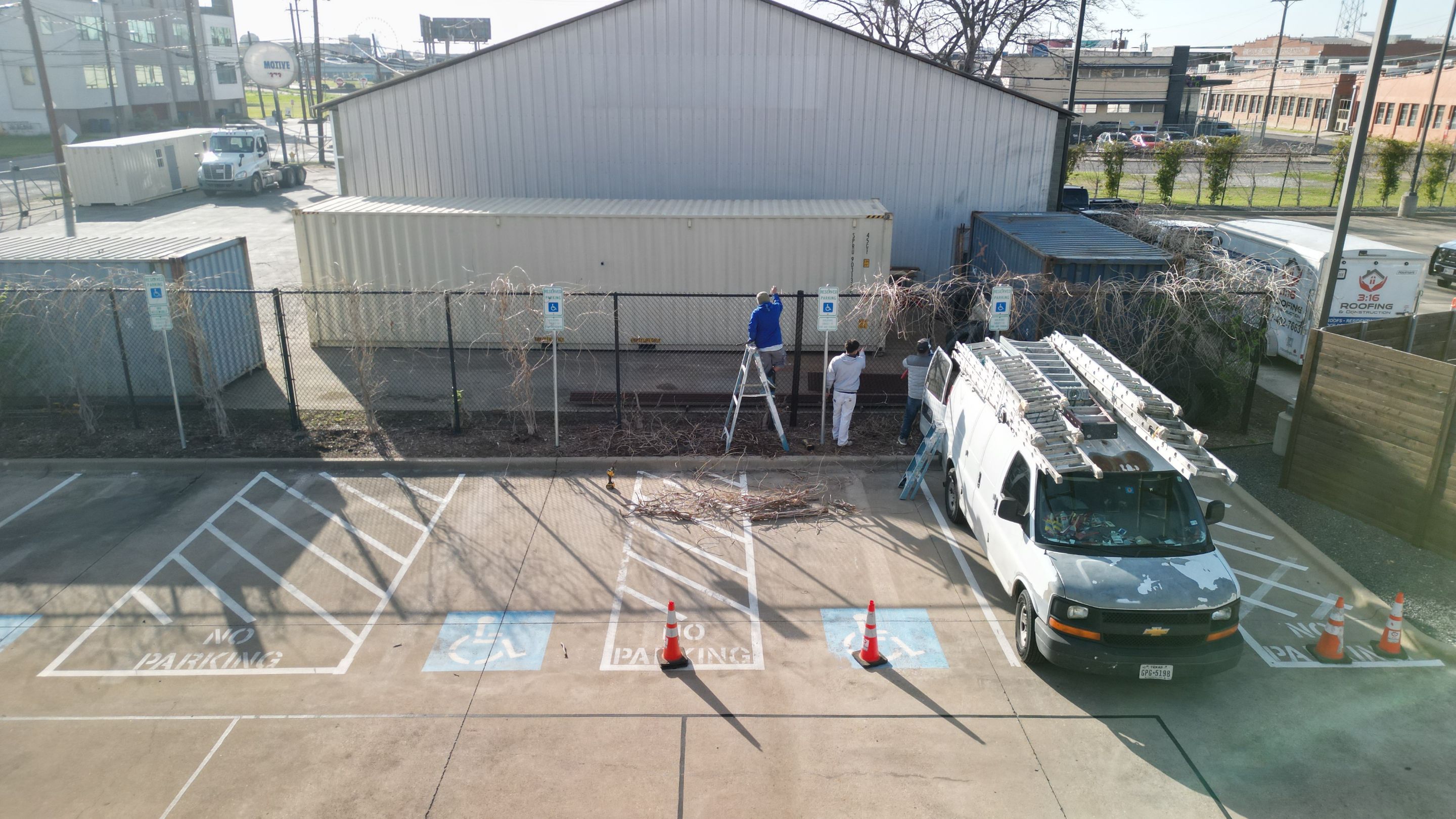 Chain link Privacy Slats by 3:16 Roofing and Construction