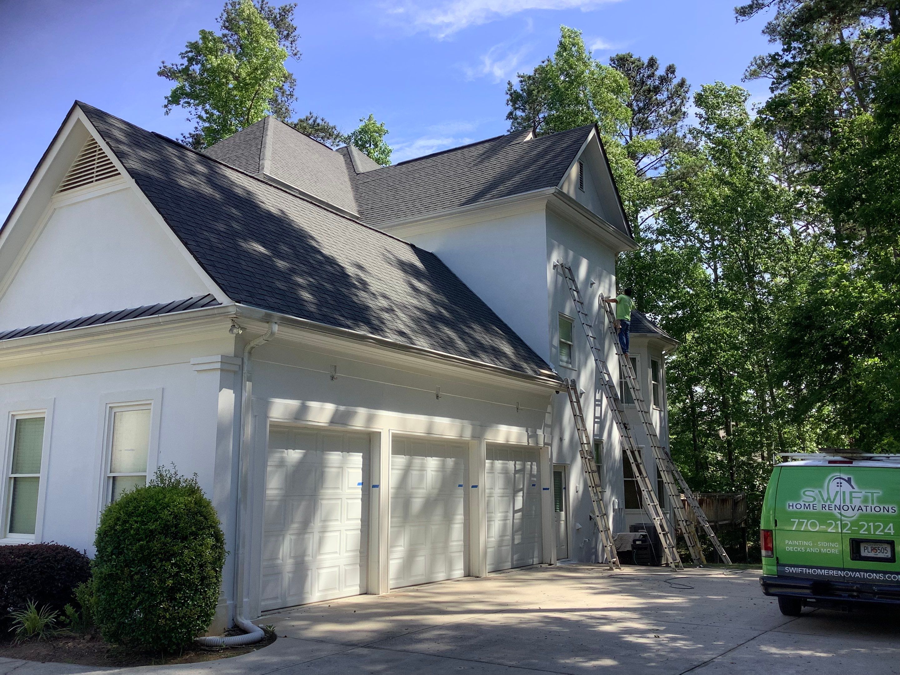 Full Exterior Stucco Painting and Trim Update in Atlanta by Swift Home Renovations