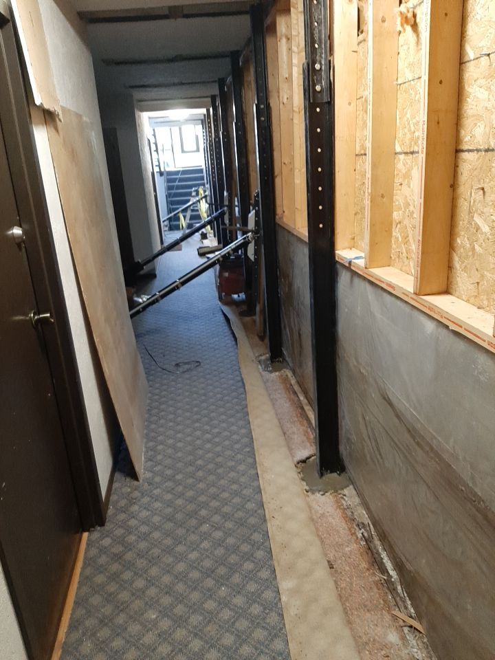 Exterior Deep Waterproofing System with Wall Push Back and Steel Beams Reinforcement by Toledo Basement Repair