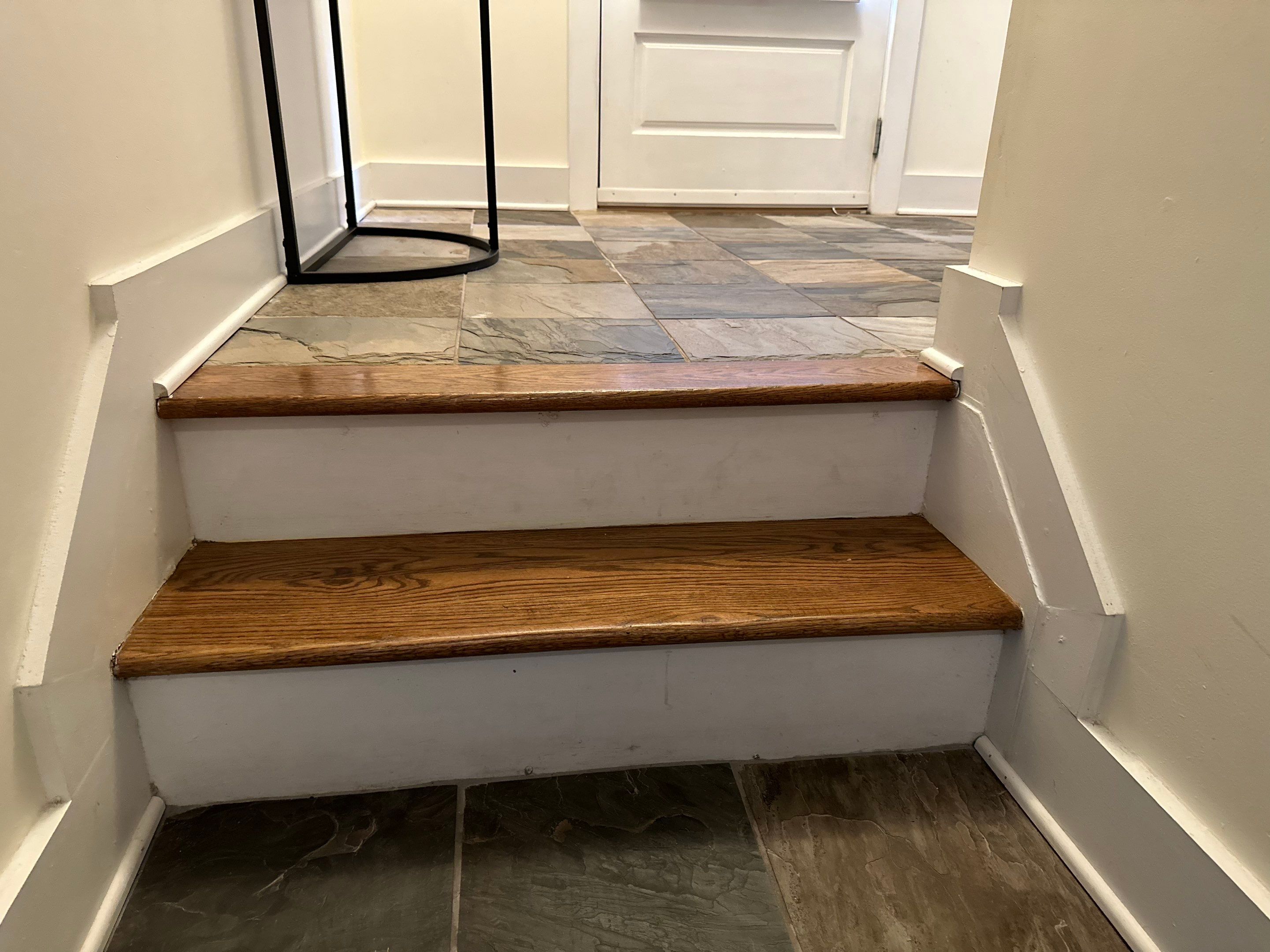Classic Stair remodel with Oak Treads by Footprints Floors of East Atlanta
