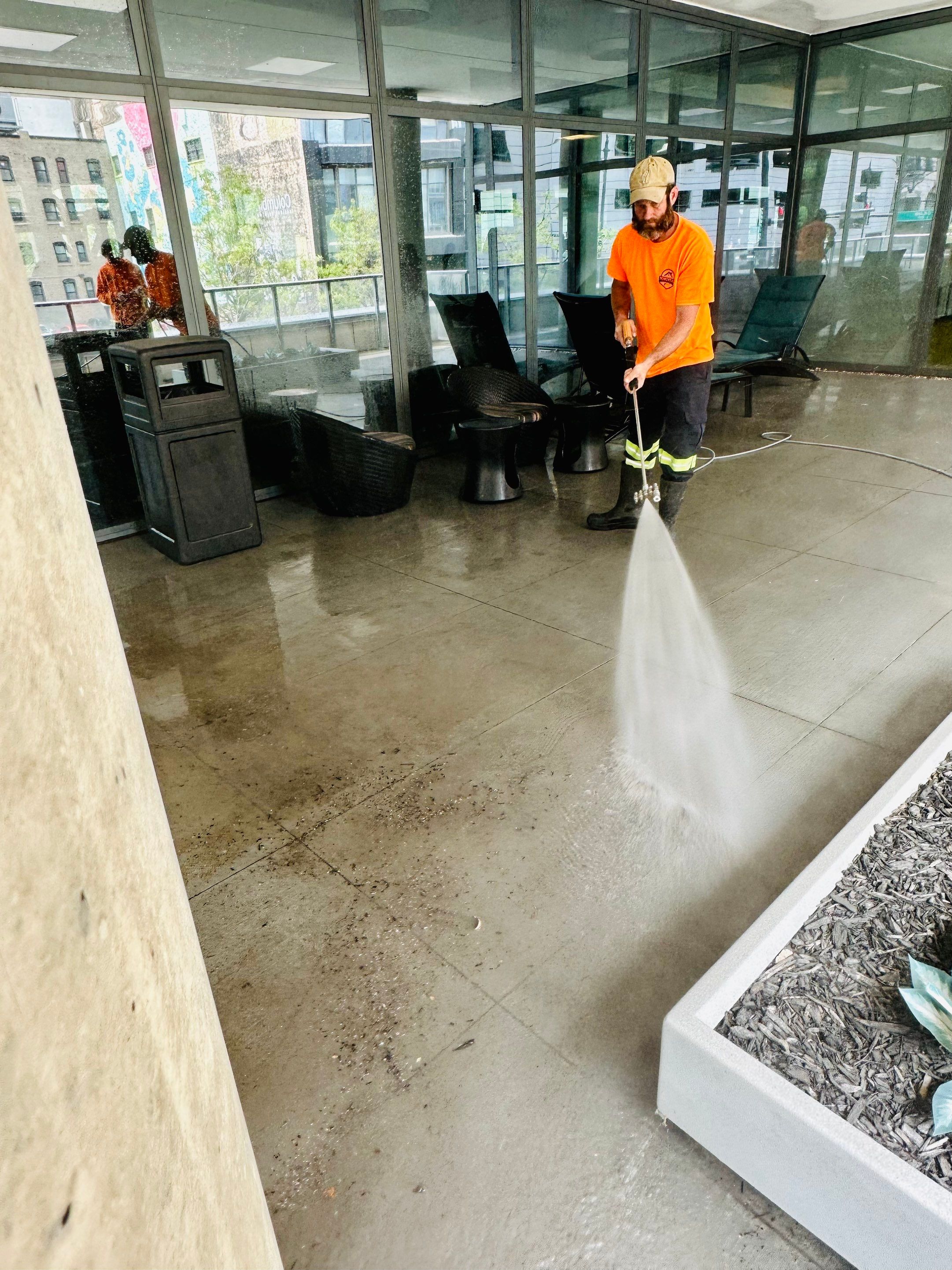 Chicago, IL Annual rooftop and sidewalk cleaning by Northern Power Washing LLC.