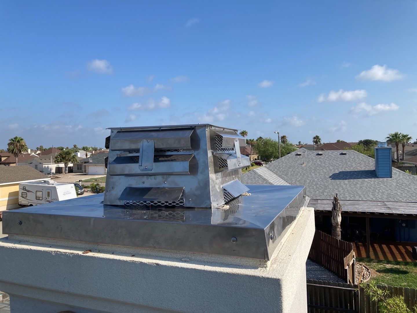 Chimney Cap & Chase Replacement using Custom Fabricated Stainless Steel by Lighthouse Roofing