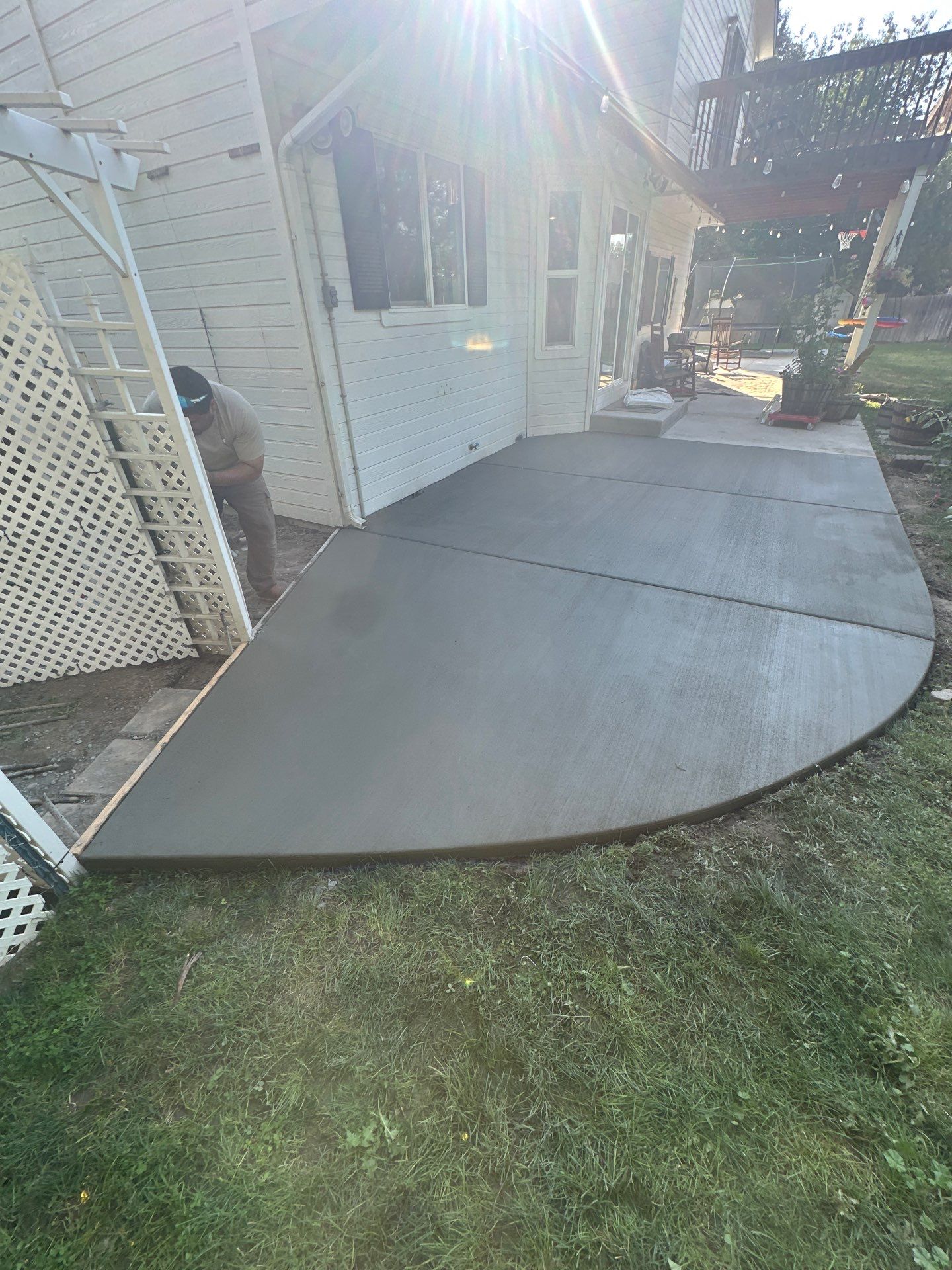 Patio Extension with Hot Tub Rebar Grid  by Meridian Concrete | Meridian Curbing & Landscape 