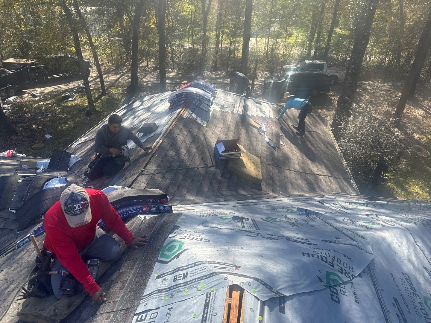Residential Roofing Installation using GAF Timberline HDZ in Montgomery by Core Four Roofing