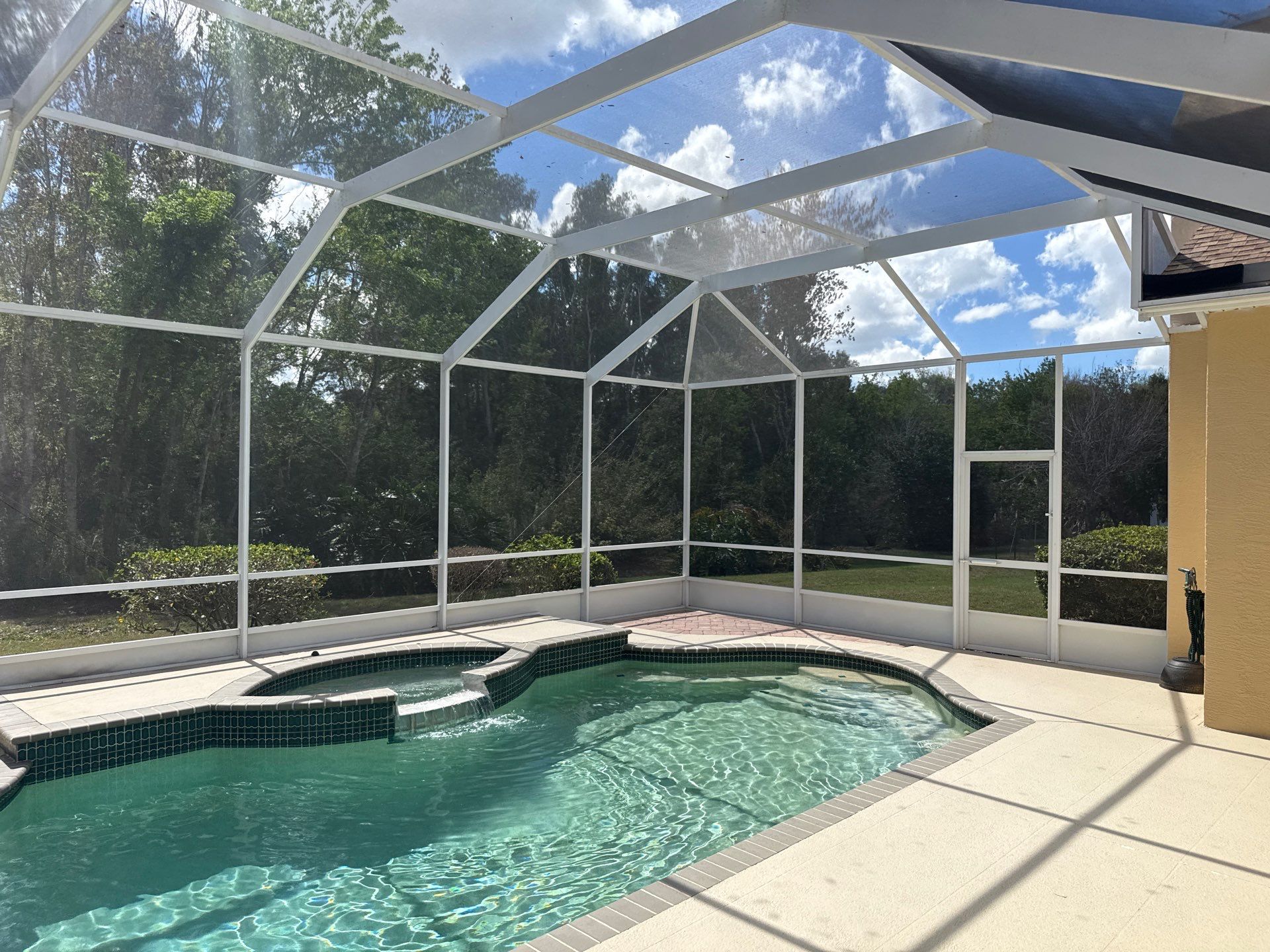 Painted Pool Deck, Pool Cage & Exterior Surface Cleaning in Creekwood – Bradenton, FL by Sunshine AquaWash