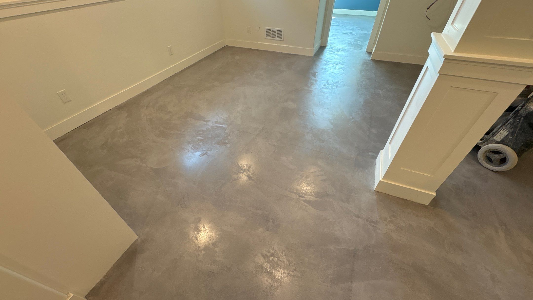 Basement Floor Overlay - Lawrence, KS by Big Red Decorative Concrete, LLC