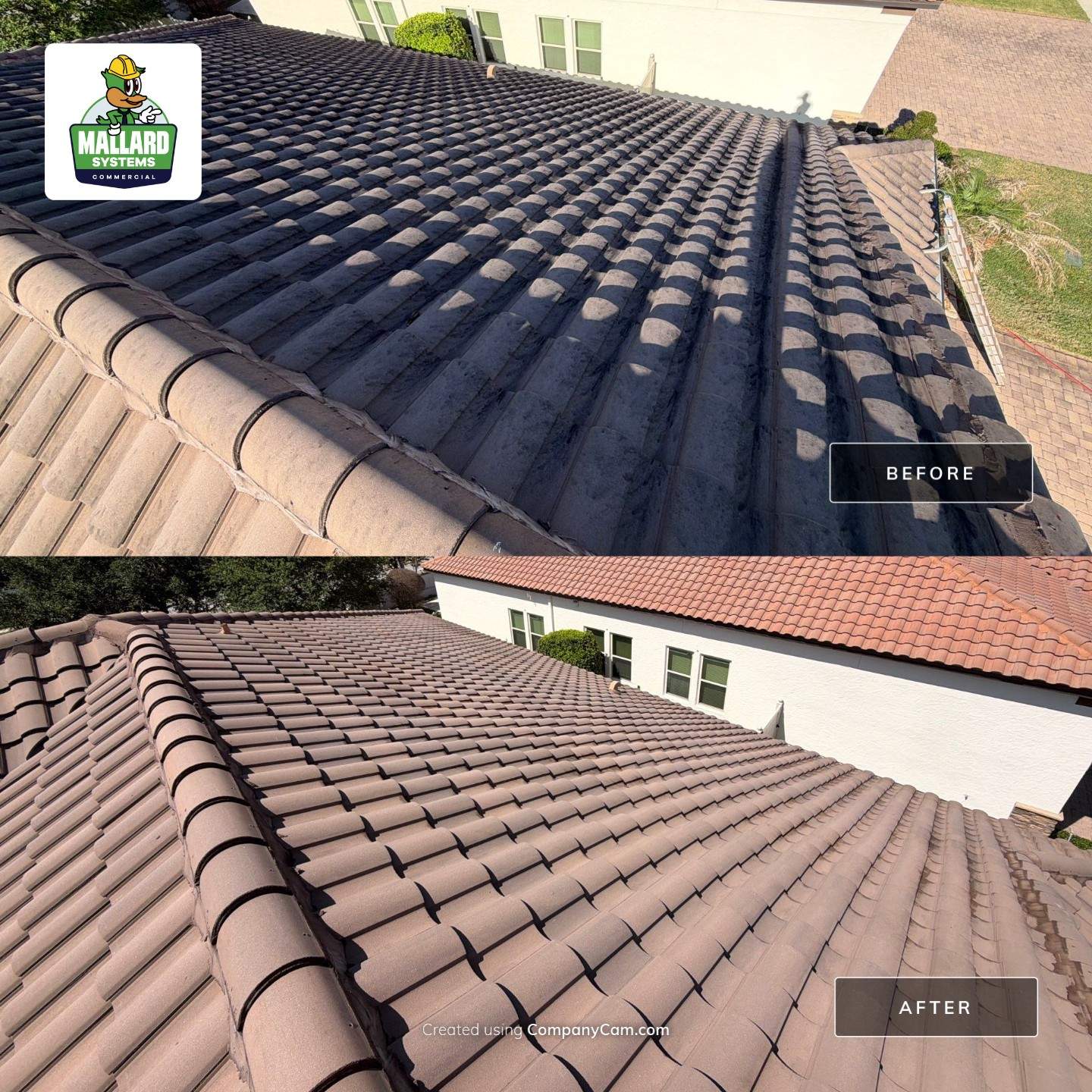 Barrel Tile Roof Cleaning by Mallard Systems