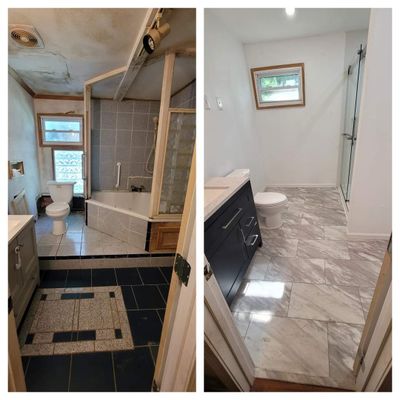 Corner tub to large shower