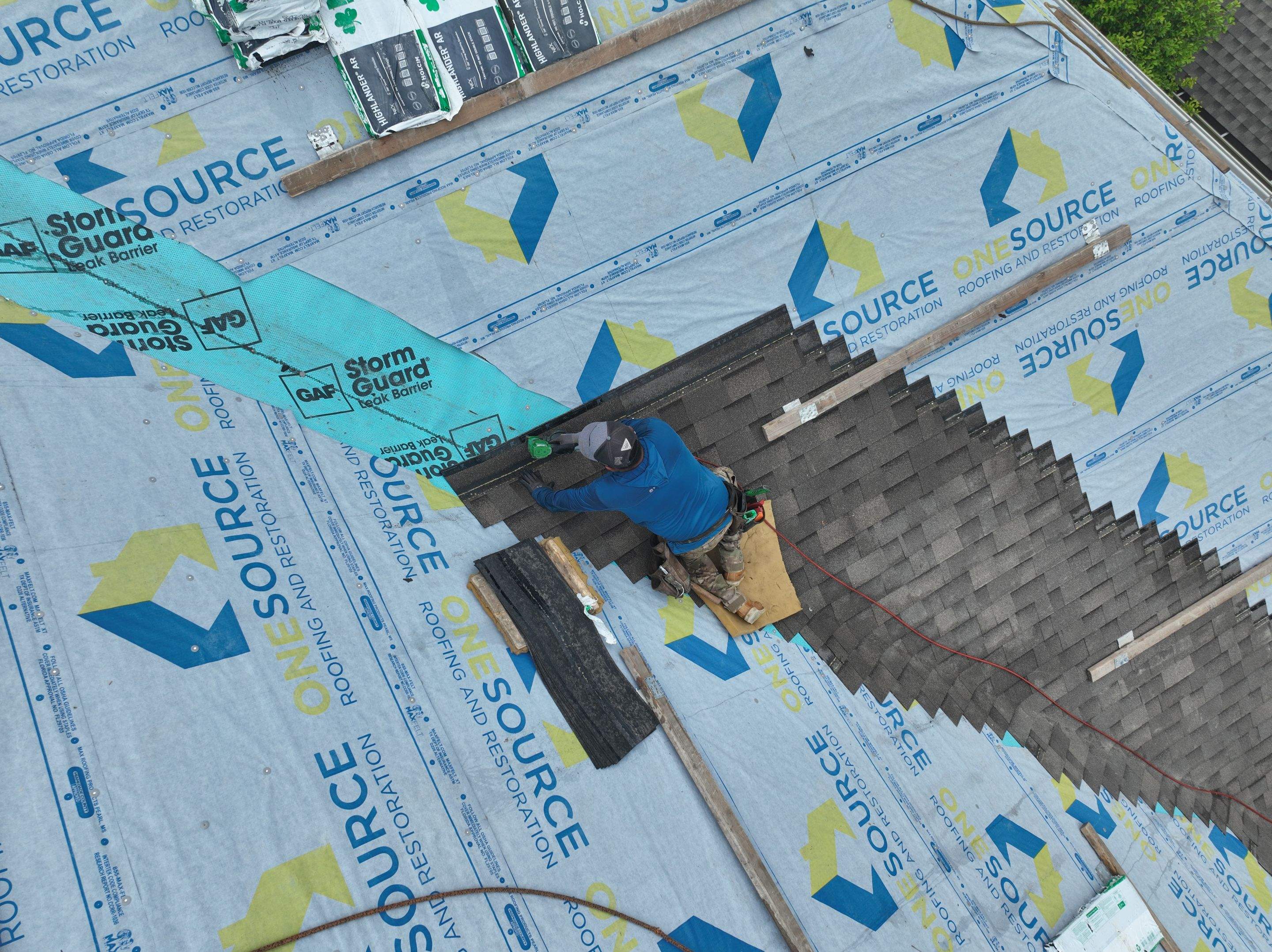 Residential Roofing Installation using Malarkey Highlander Weathered Wood Plus by OneSource Roofing and Restoration