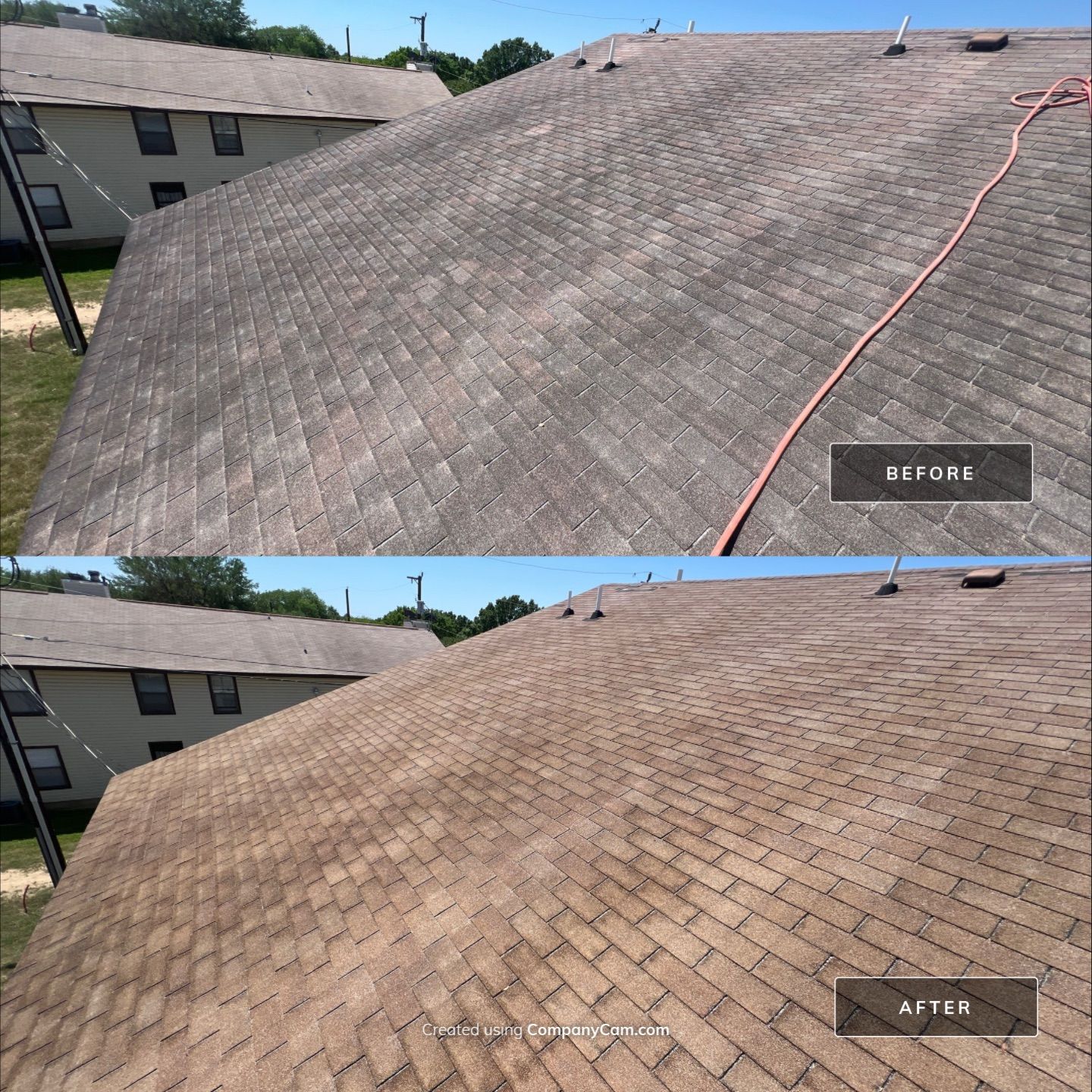Shingle Roof Washing Project in San Antonio by Bright Choice