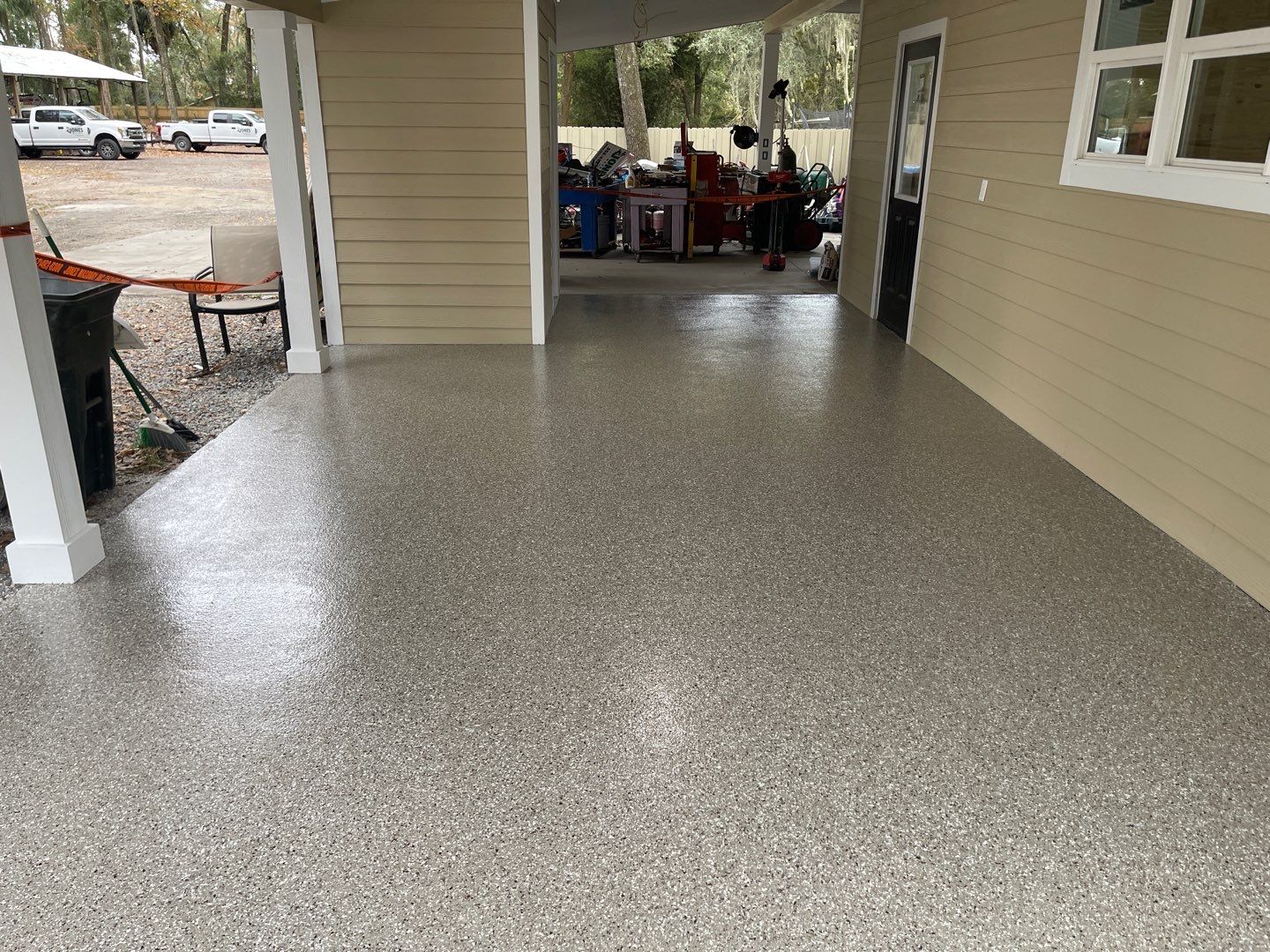 Garage and Carport in Chiefland, FL in Pebble Beach by Cross Creek Concrete Coatings