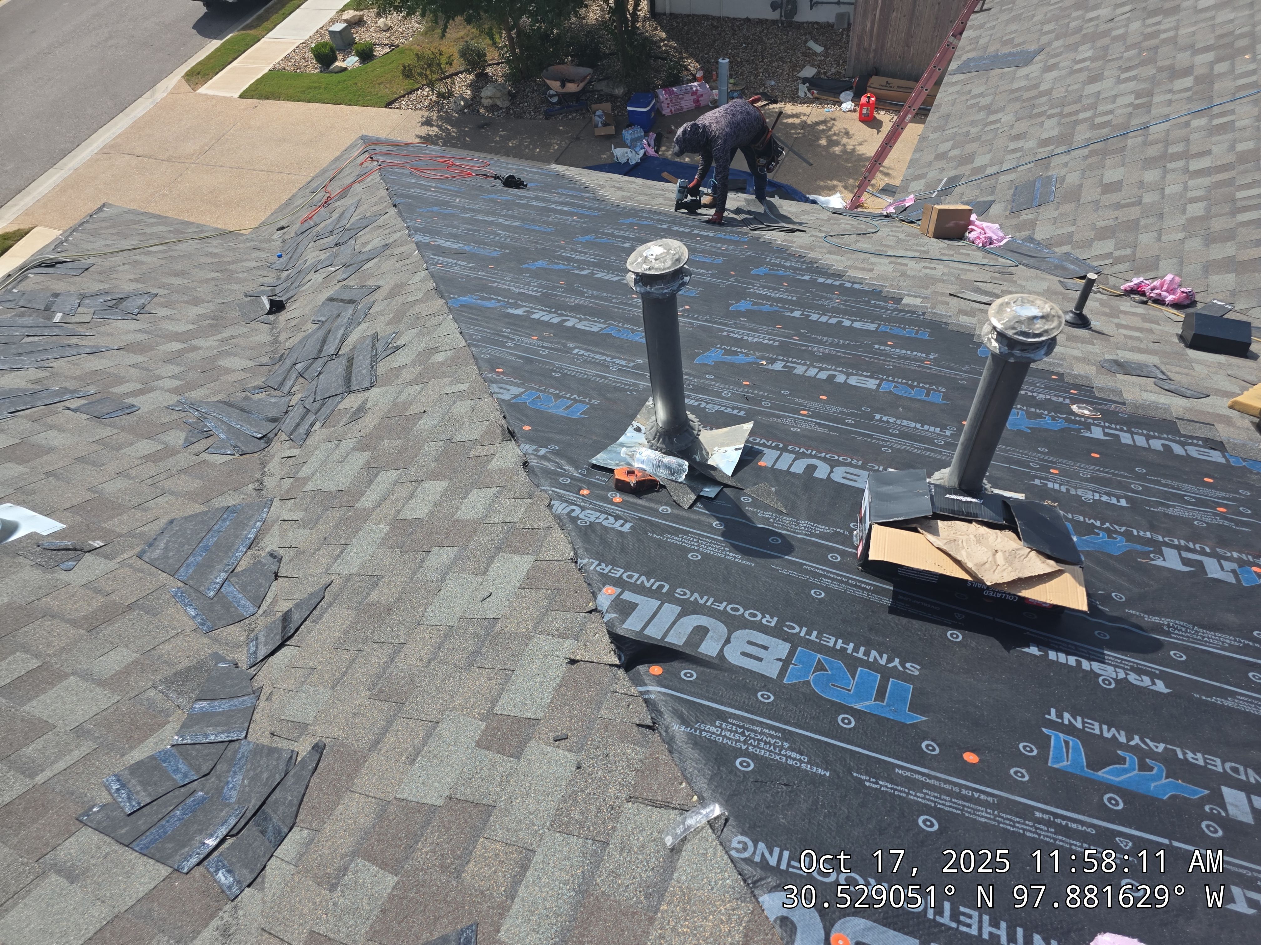 Full Residential Roof Replacement with Architectural Shingles in Leander by Caliber Restoration LLC