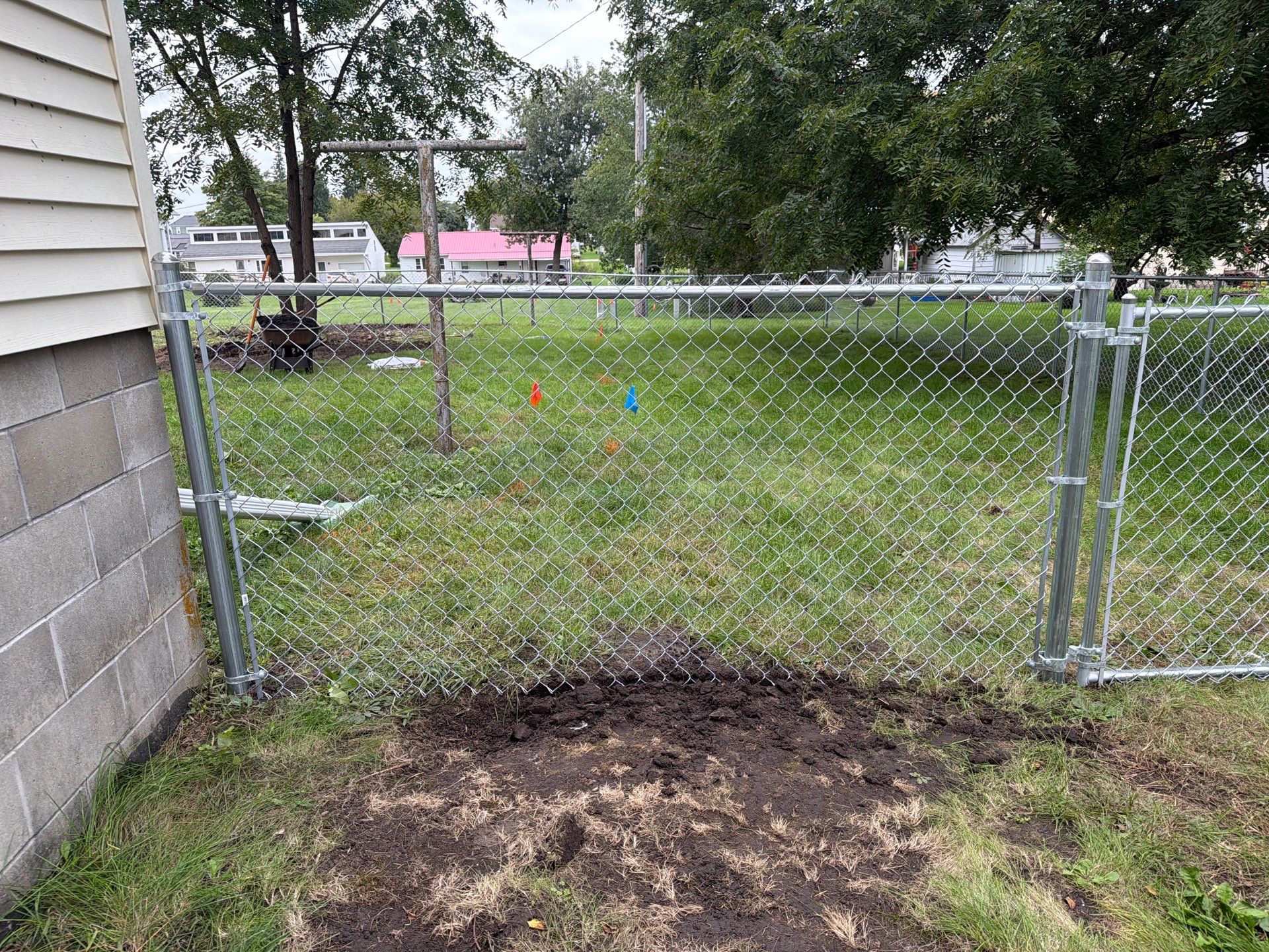 Tripoli Residential Galvanized Chain Link Fence with Double Gates by Perfect Picket Fence and Stain