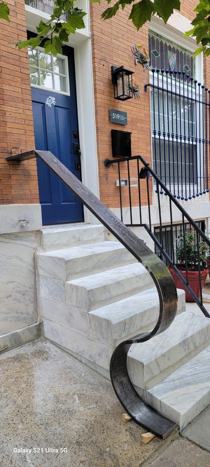 Custom "S" Shape Stair Handrails – Entryway Transformation – Baltimore, MD by Capitol Iron Works