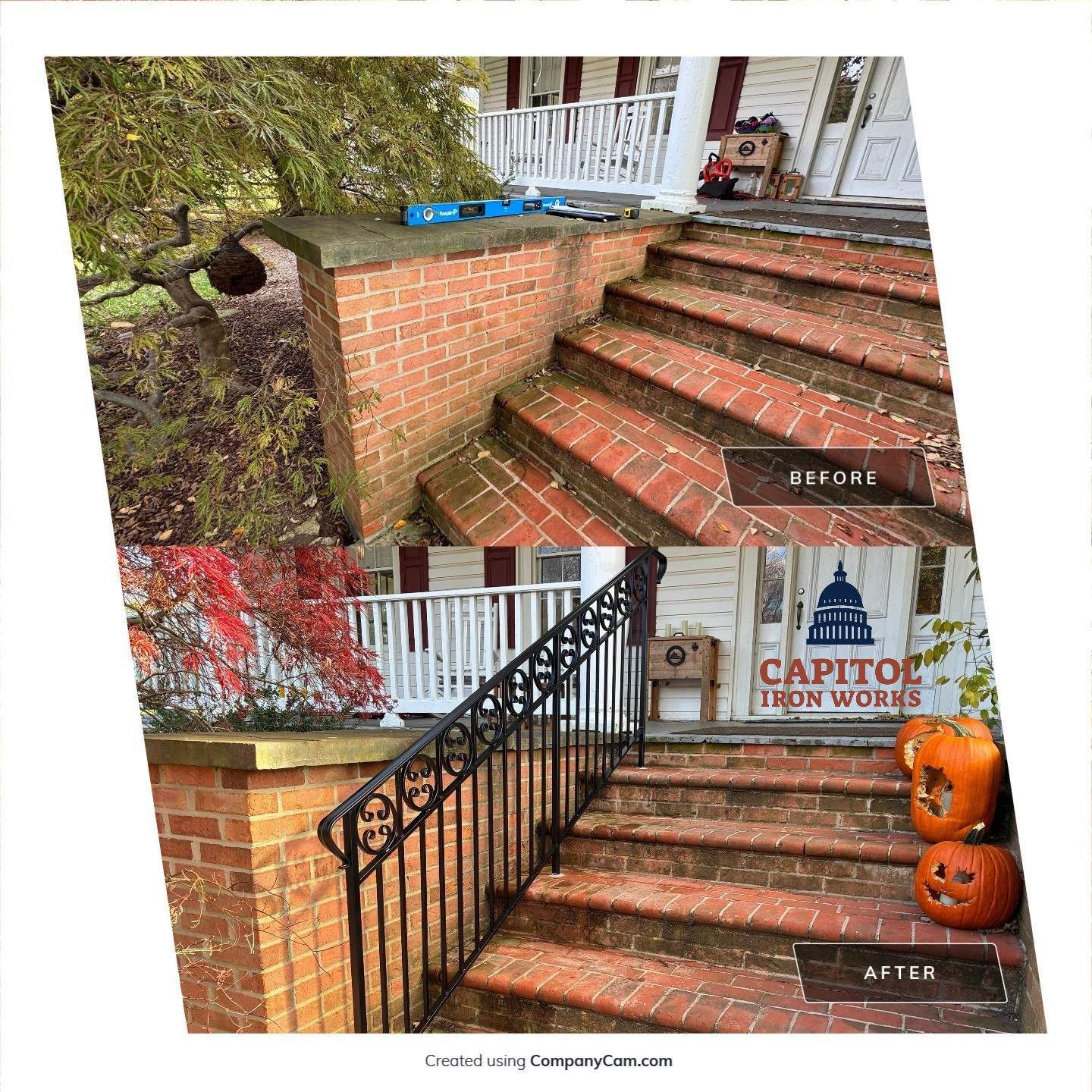 Traditional Exterior Steel Railing – Custom Entryway & Porch – Germantown, MD by Capitol Iron Works