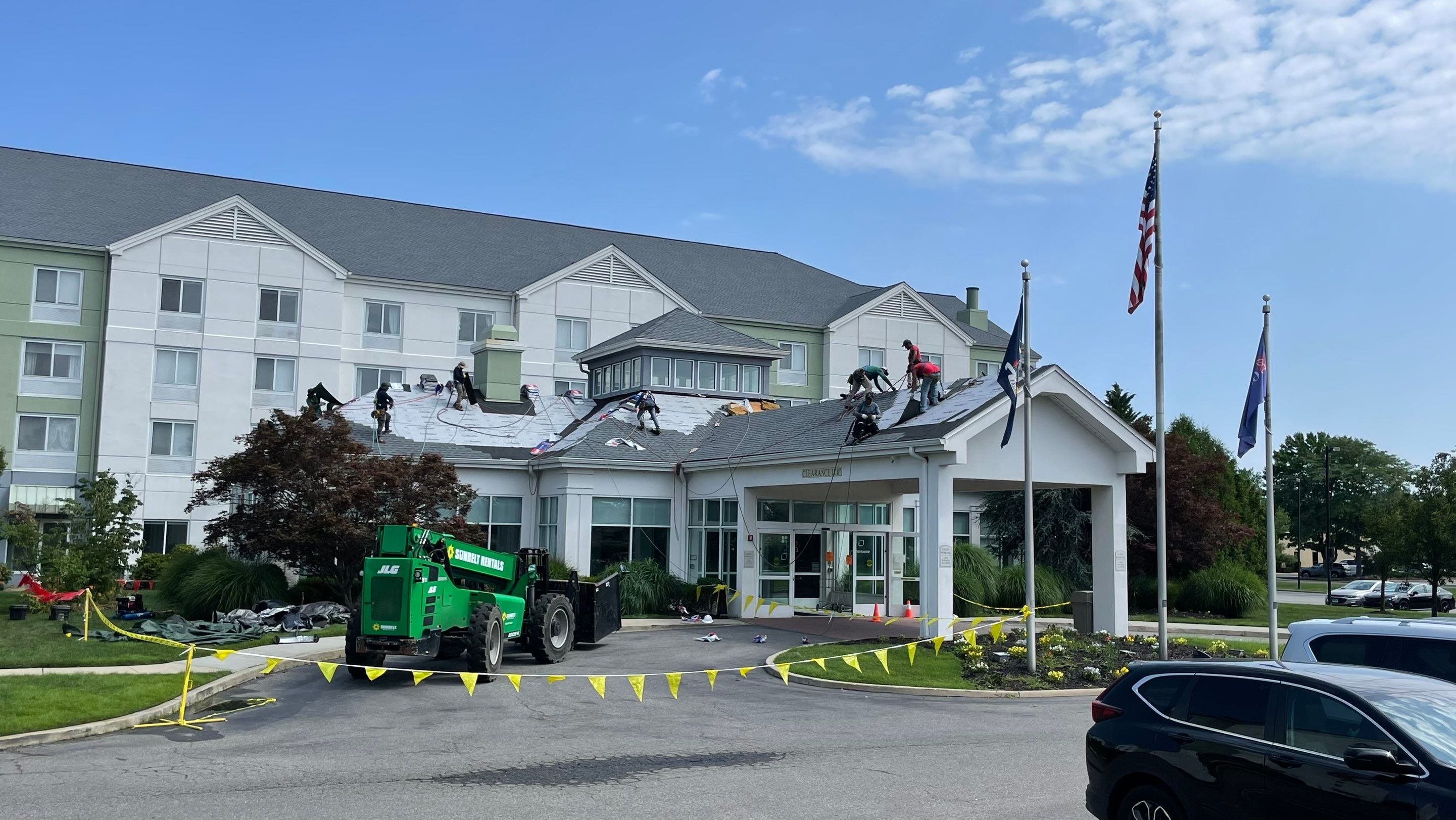 Commercial Roofing Installation using GAF Timberline / New Gutters and Downspouts by All Site Roofing